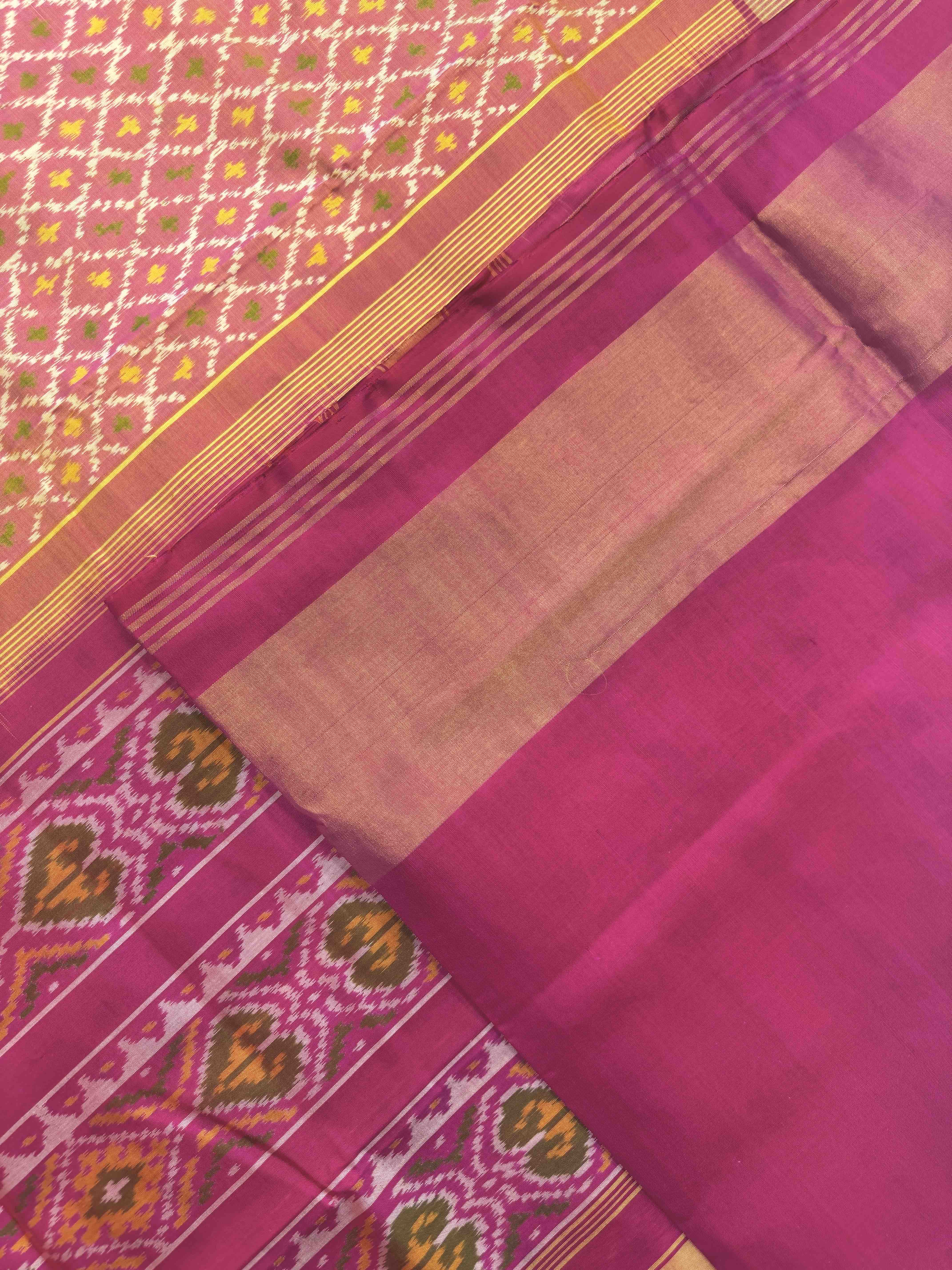 Peach & Pink Boody Design Patola Saree