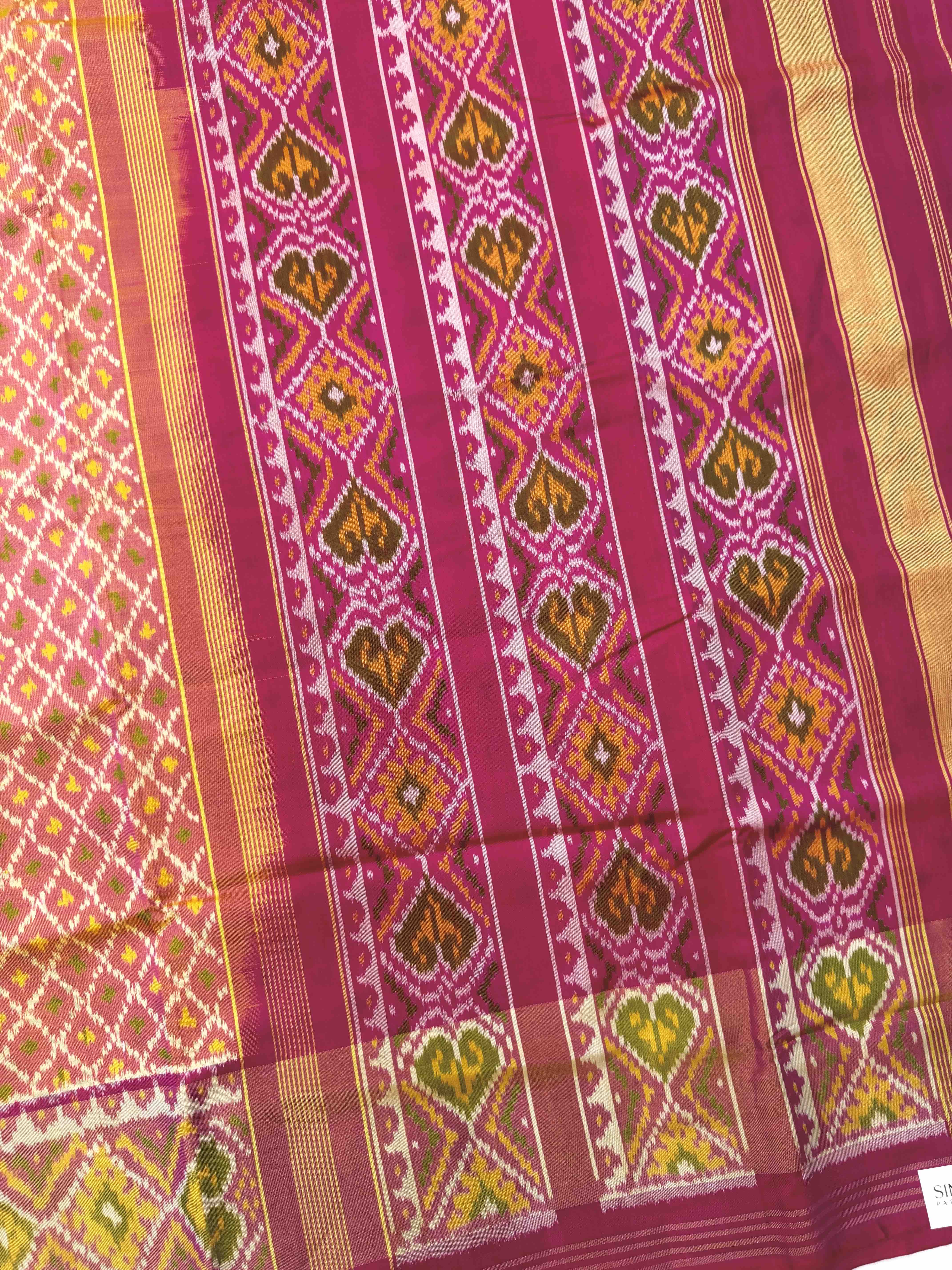 Peach & Pink Boody Design Patola Saree