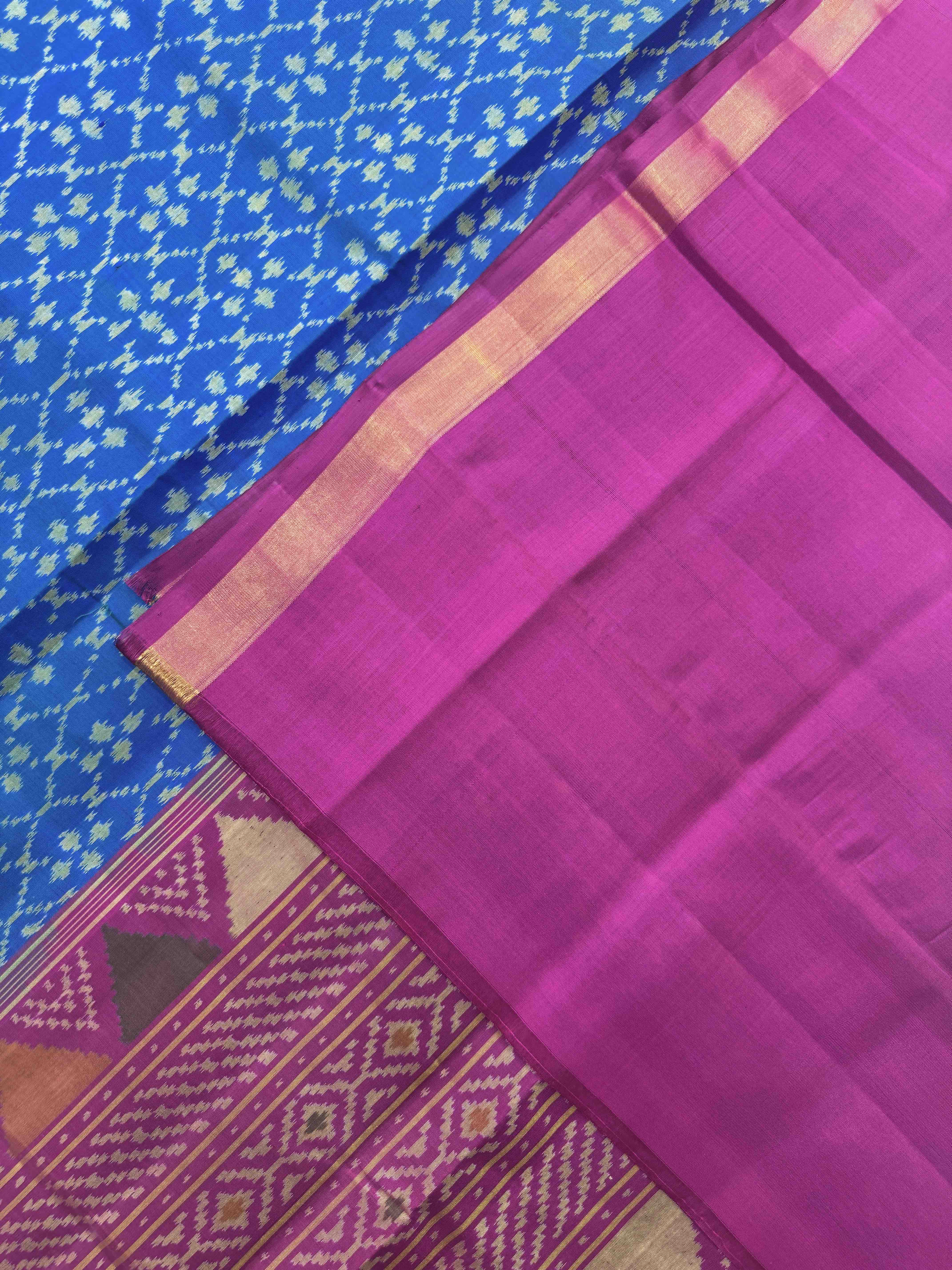 Sky Blue & Pink Fancy Patola Saree