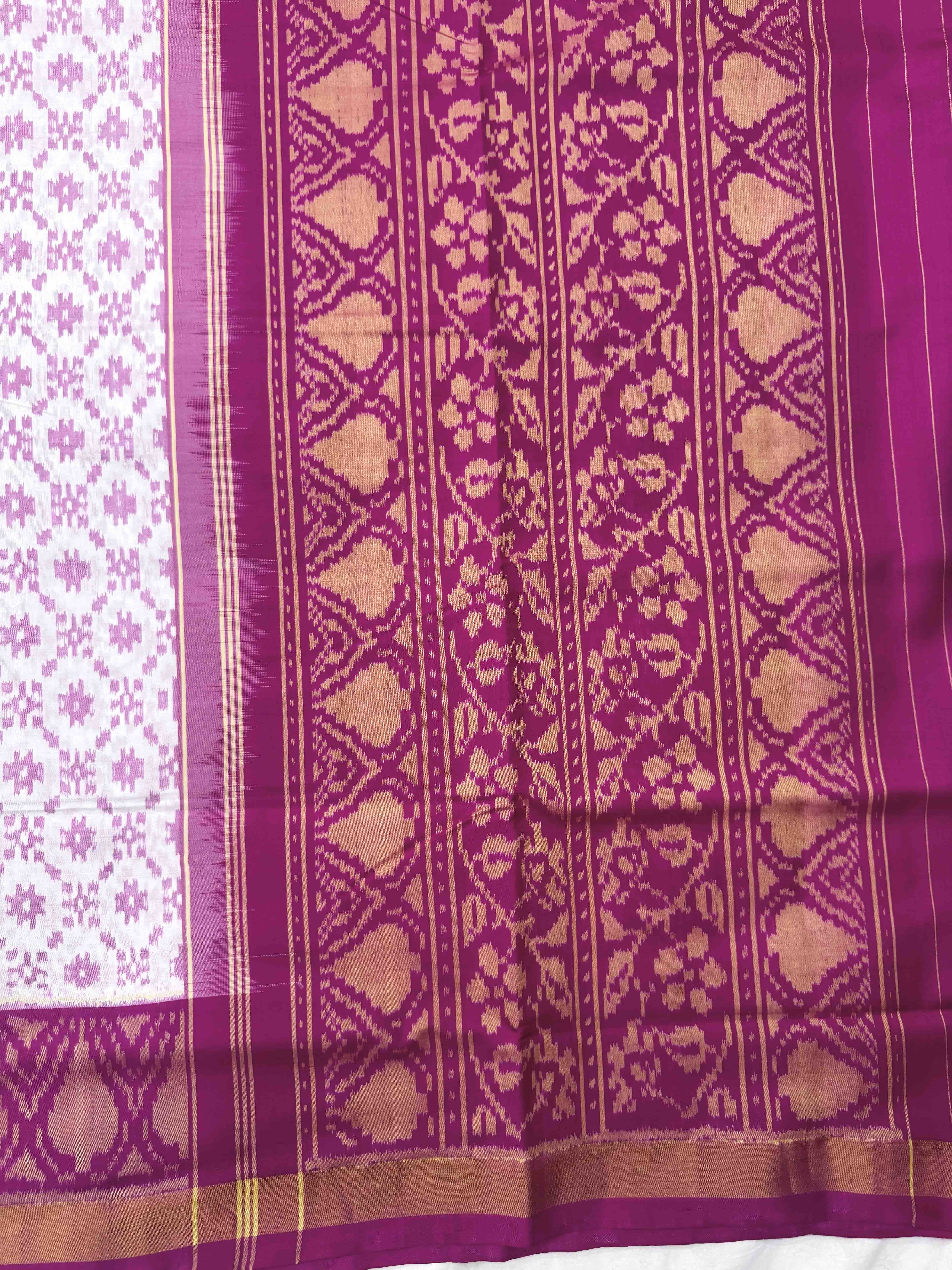 White & Pink Fancy Patola Saree