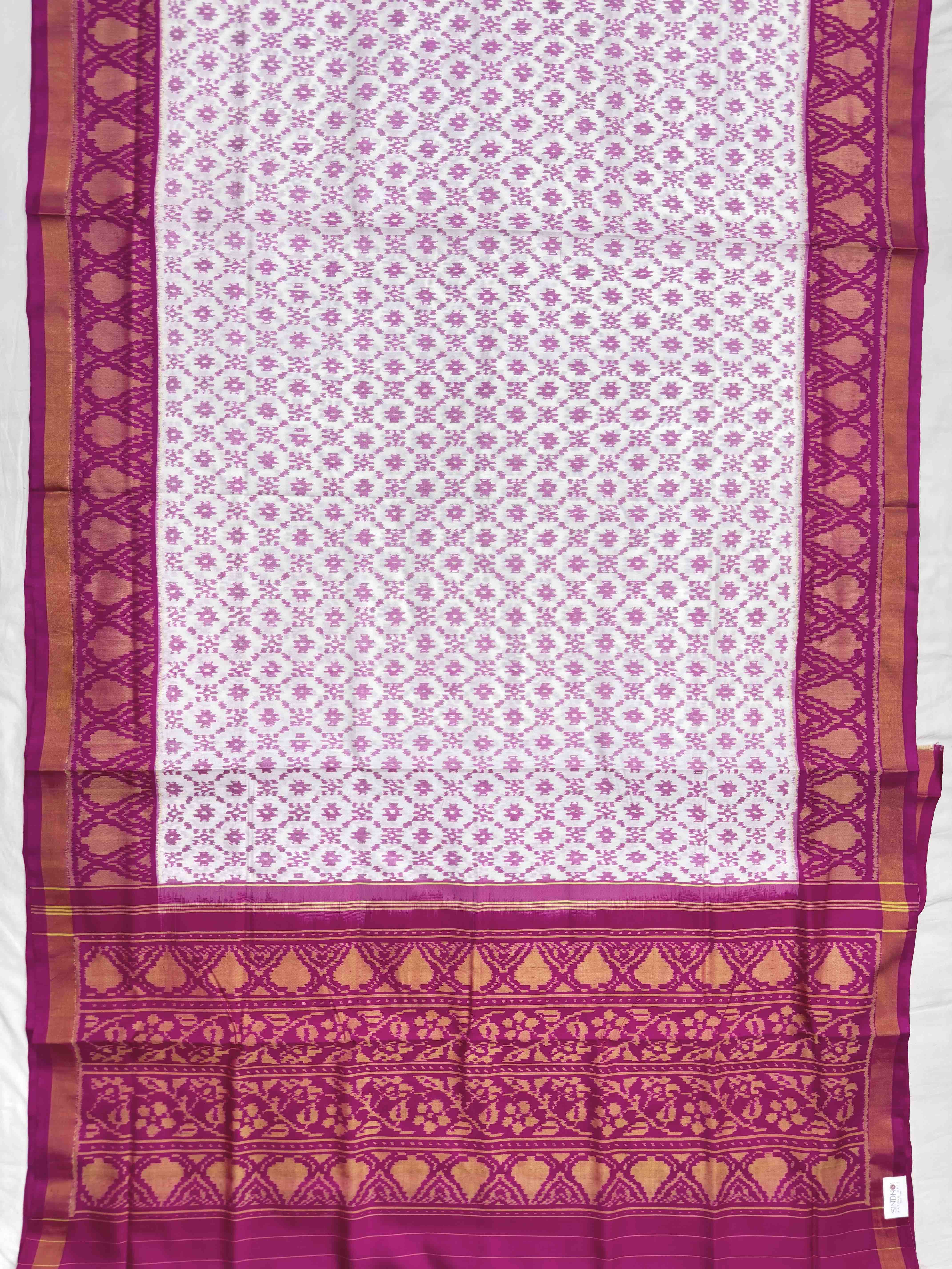 White & Pink Fancy Patola Saree