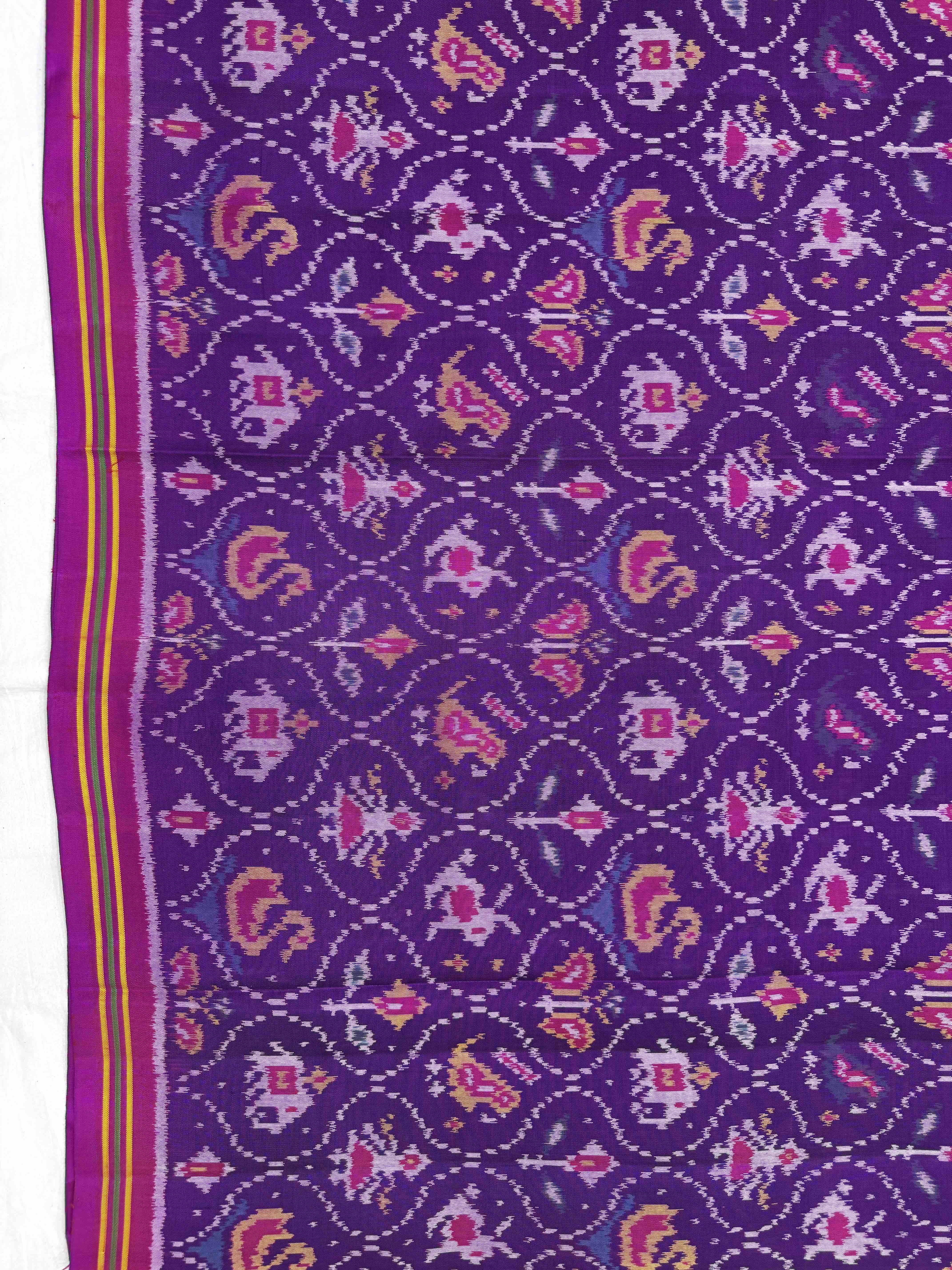 Pink & Purple Small Matka Narikunj Single Ikat Patan Patola Saree