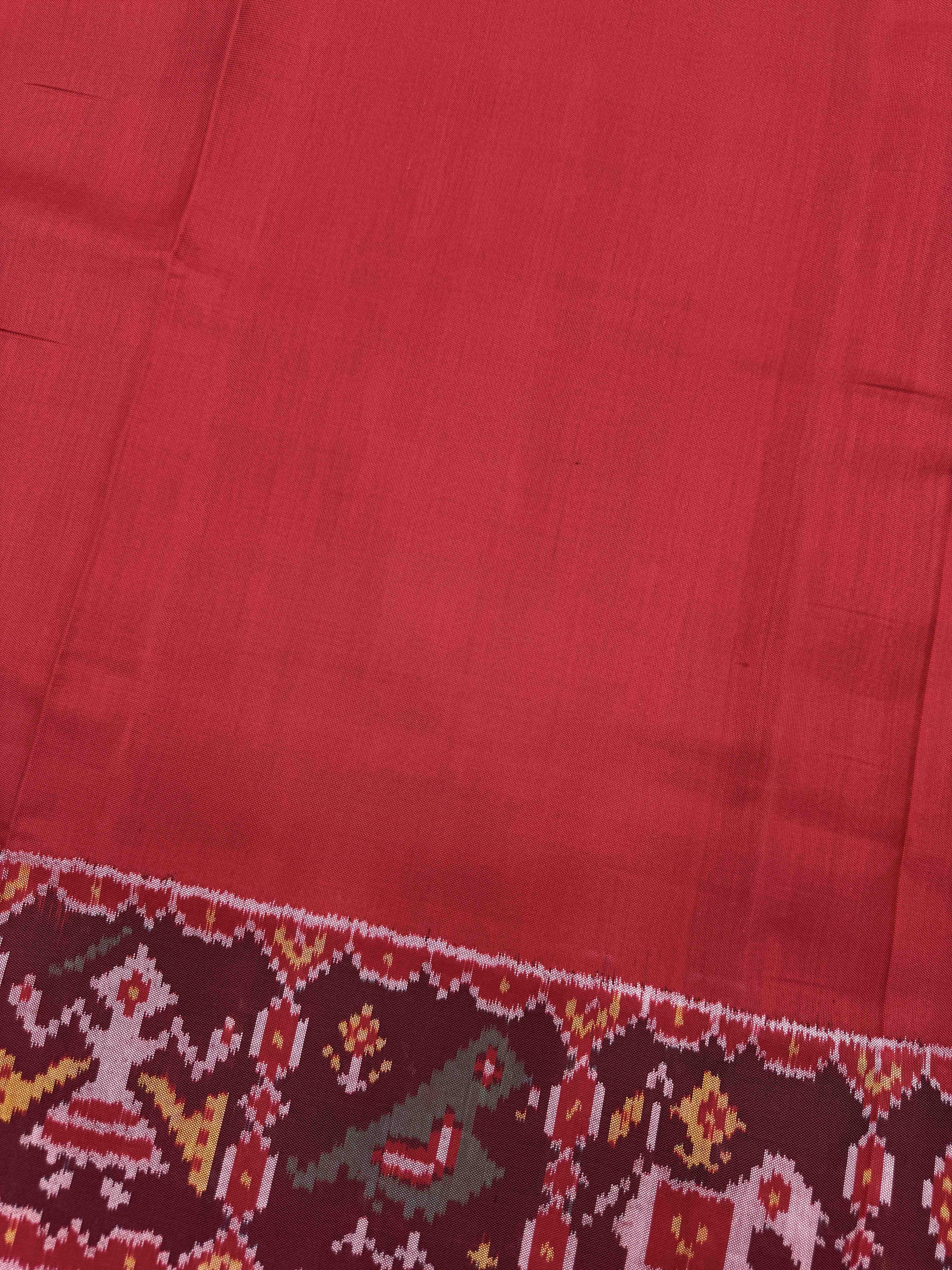 Red Plain With Navratan Blouse Single Ikat Patan Patola Saree