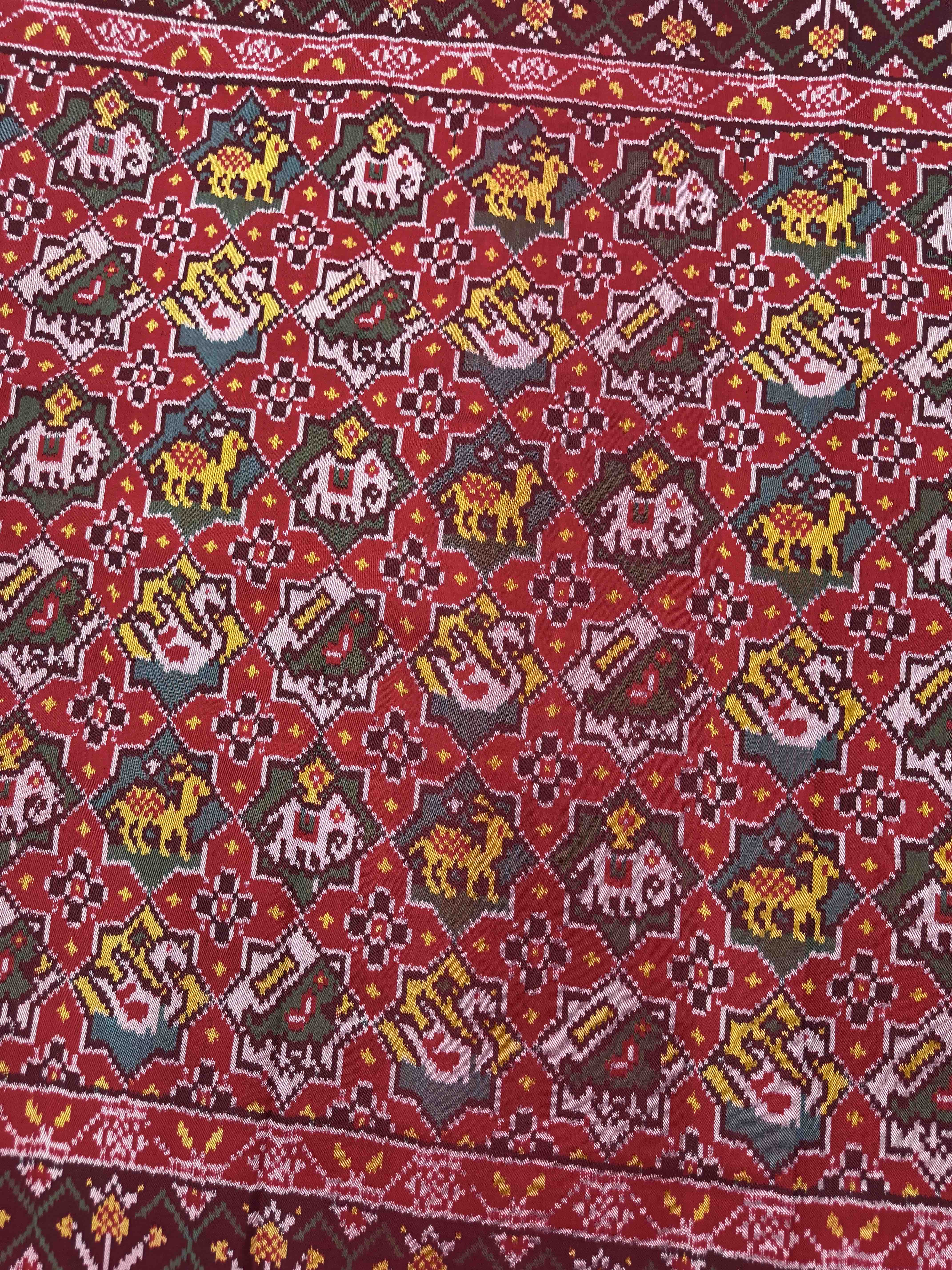 Red Star Narikunj Single Ikat Patan Patola Saree