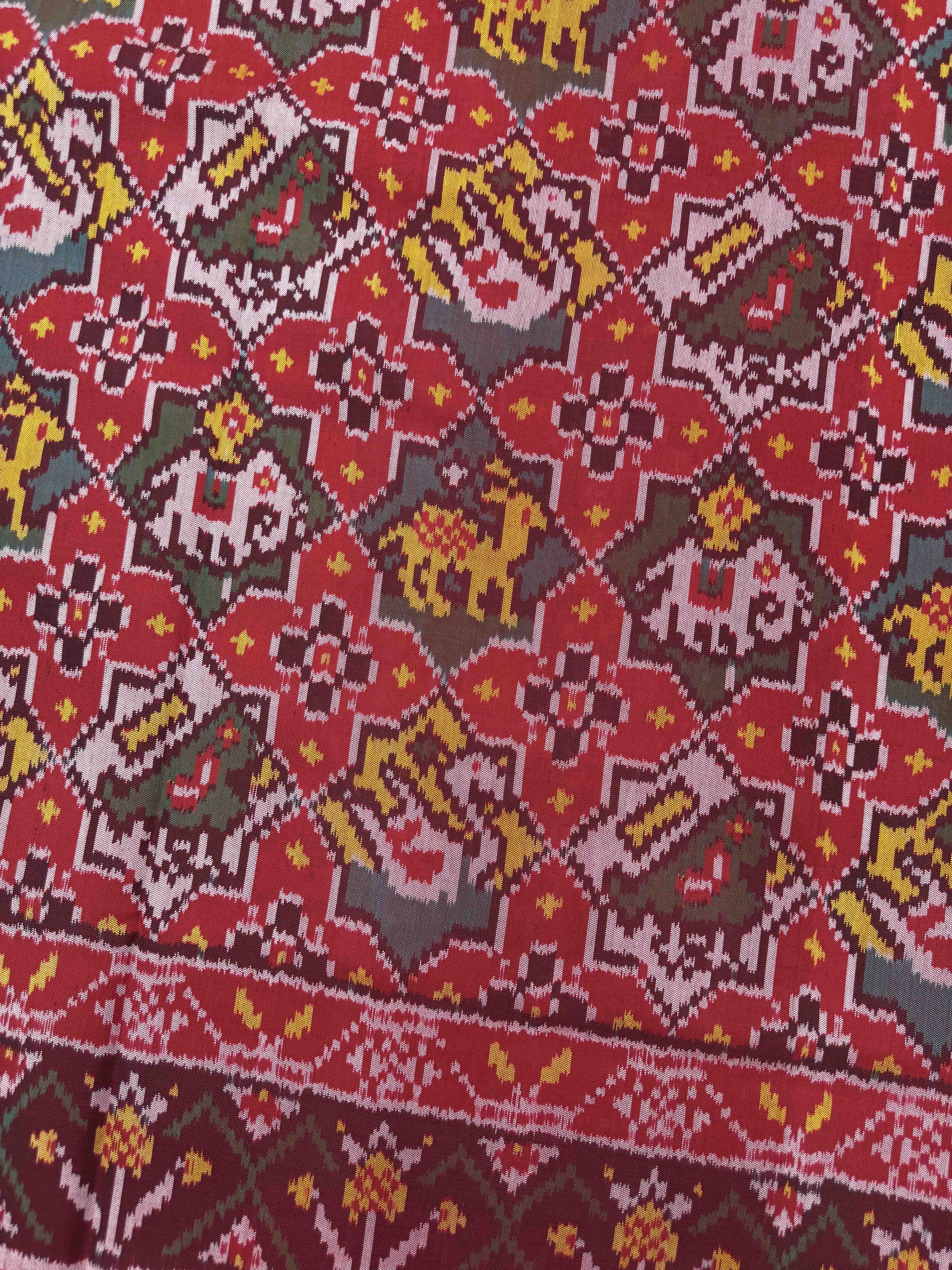Red Star Narikunj Single Ikat Patan Patola Saree