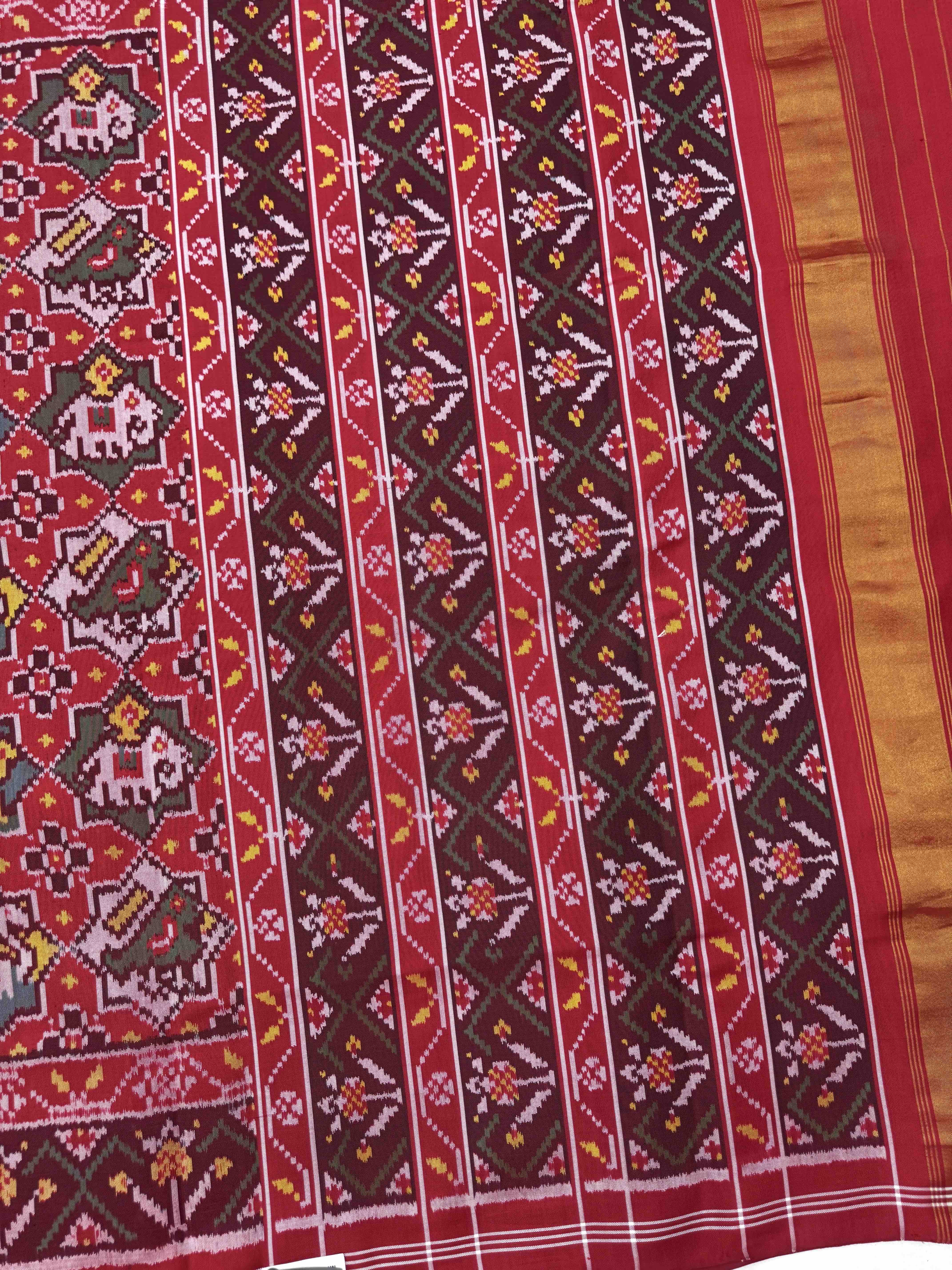 Red Star Narikunj Single Ikat Patan Patola Saree