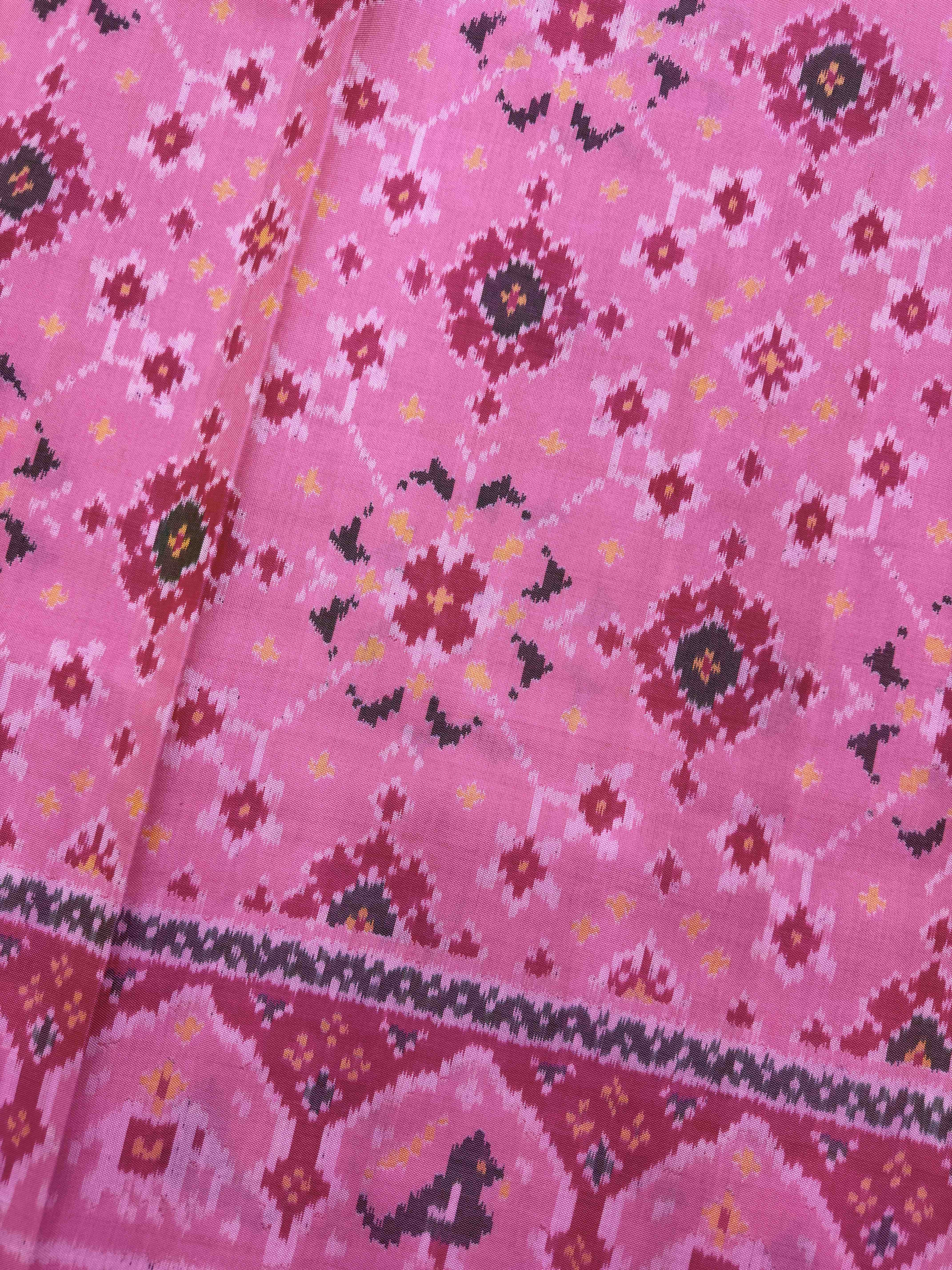 Light Pink Navratan Single Ikat Patan Patola Saree