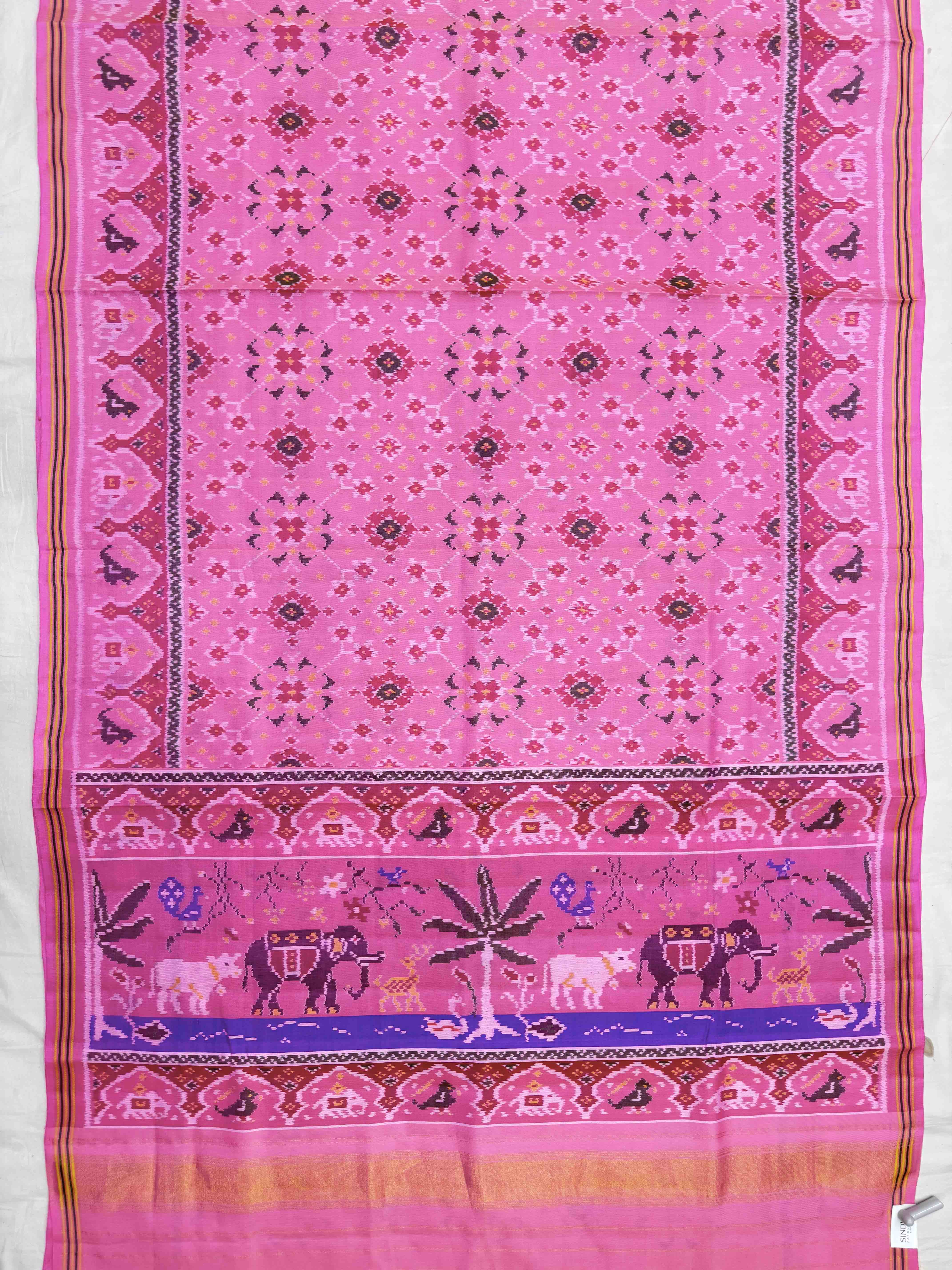 Light Pink Navratan Single Ikat Patan Patola Saree