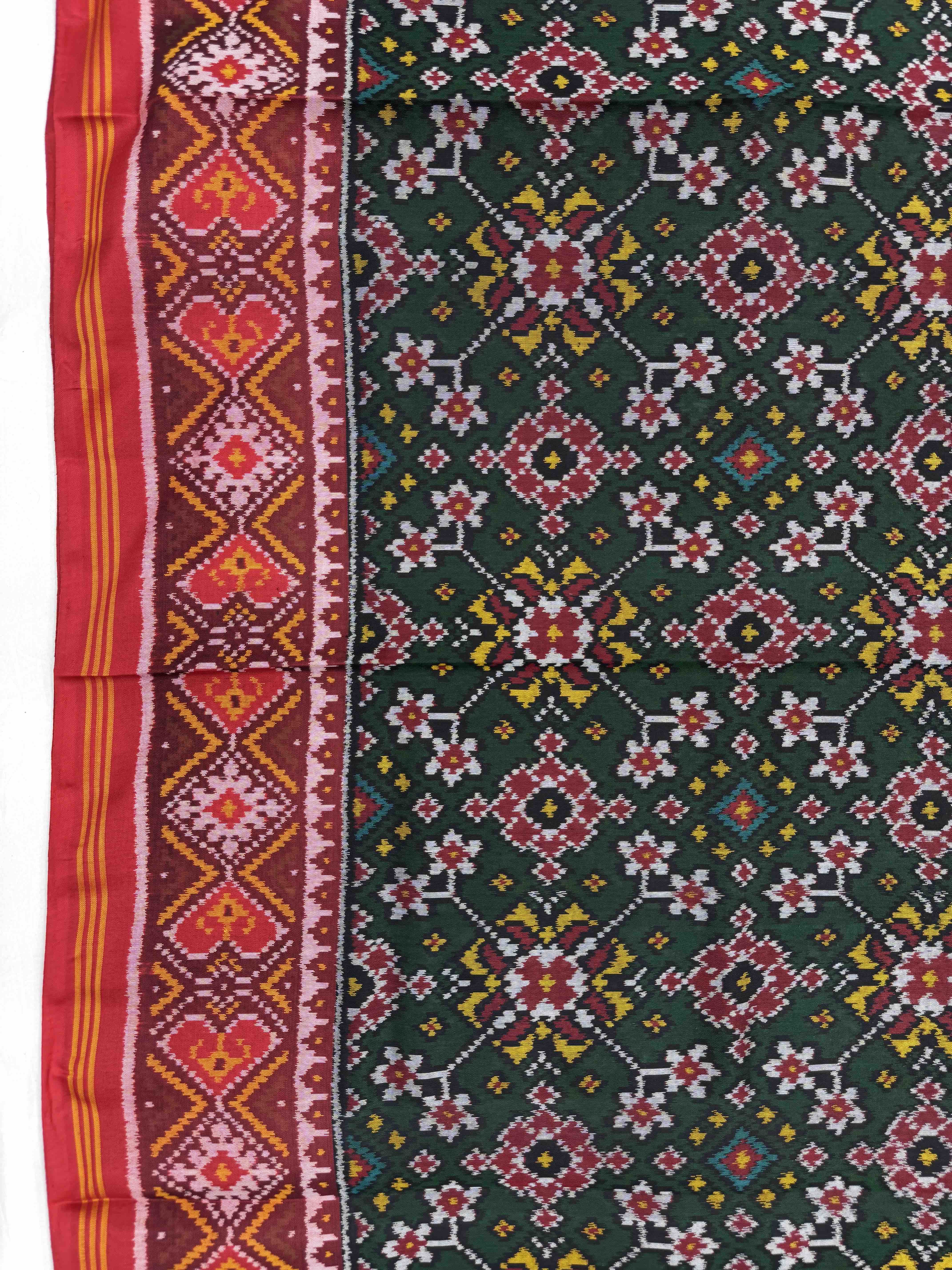 Red & Green Navratan Single Ikat Patan Patola Saree