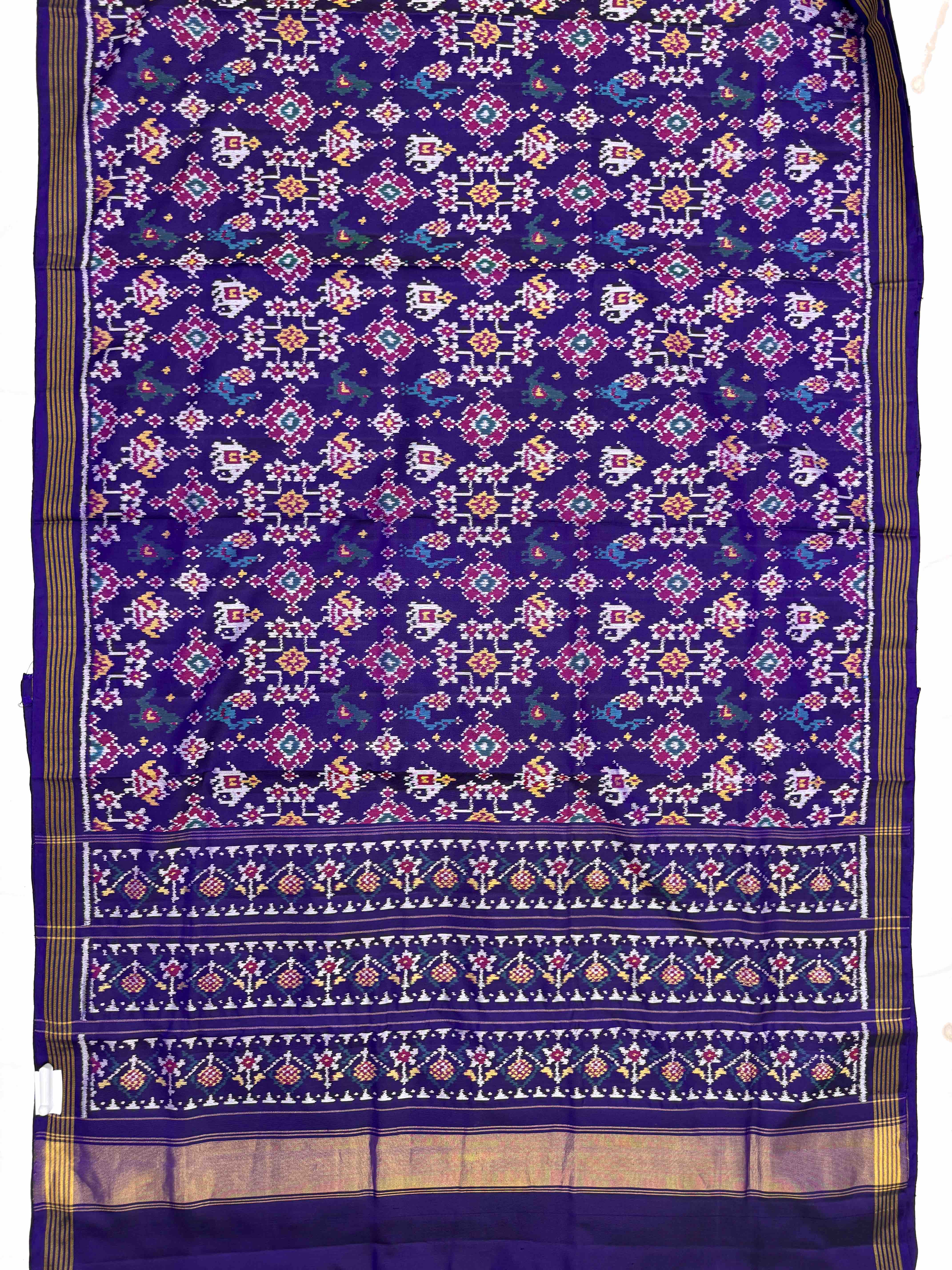 Purplish Blue Navratan Narikunj Mix Single Ikat Patan Patola Saree