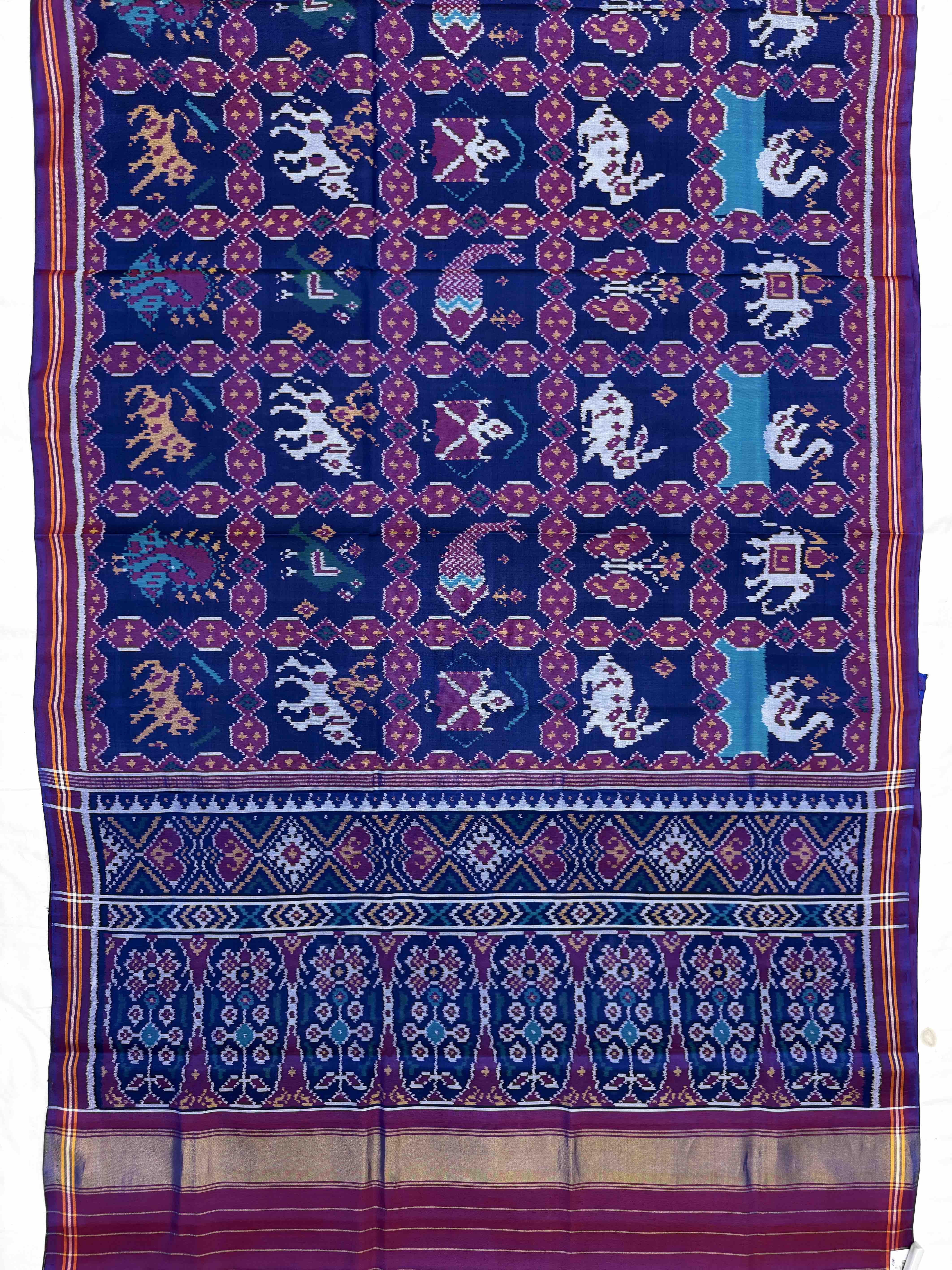 Blue Sakdi Narikunj Single Ikat Patan Patola Saree