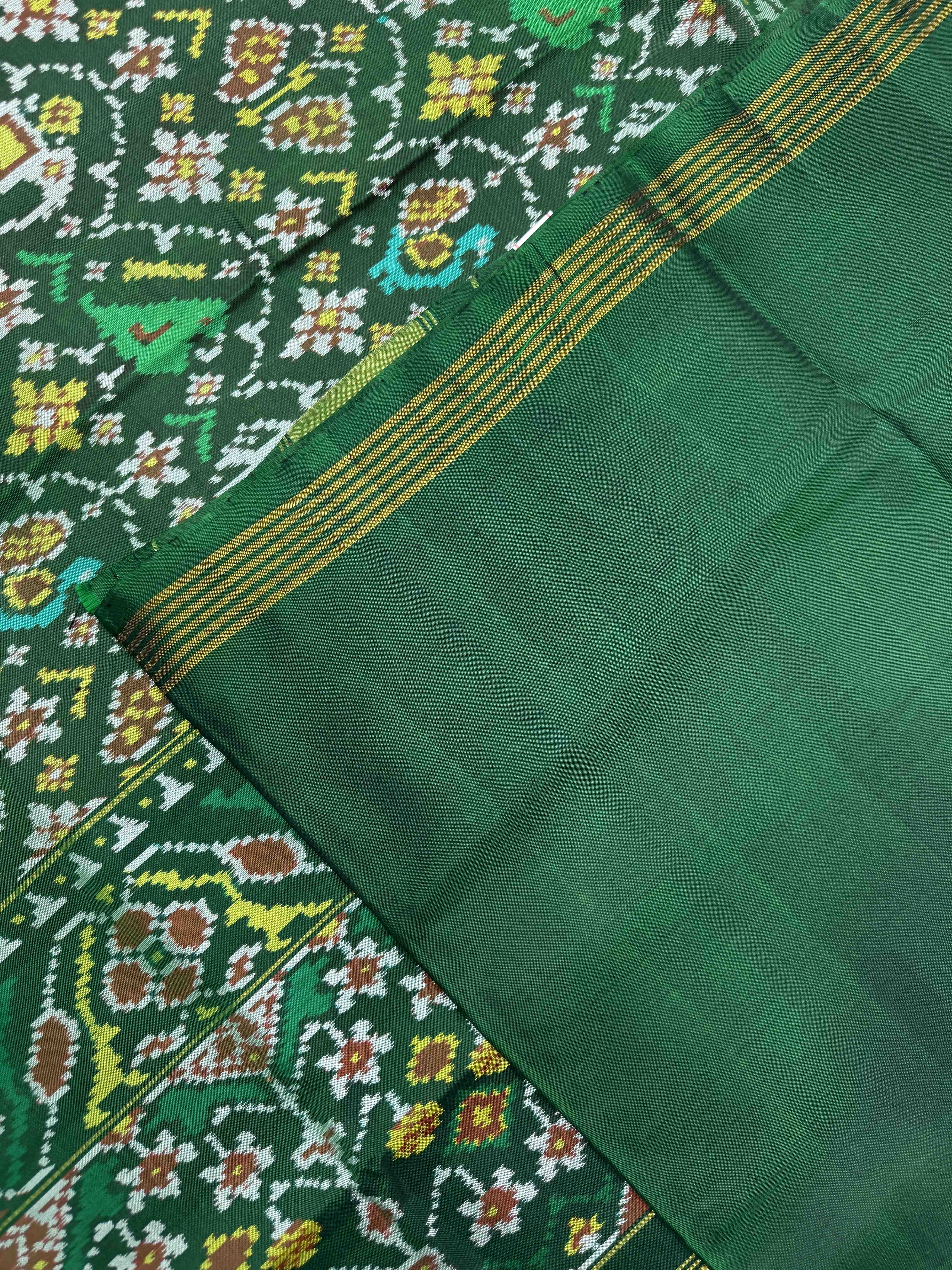Green Samll Narikunj Single Ikat Patan Patola Saree