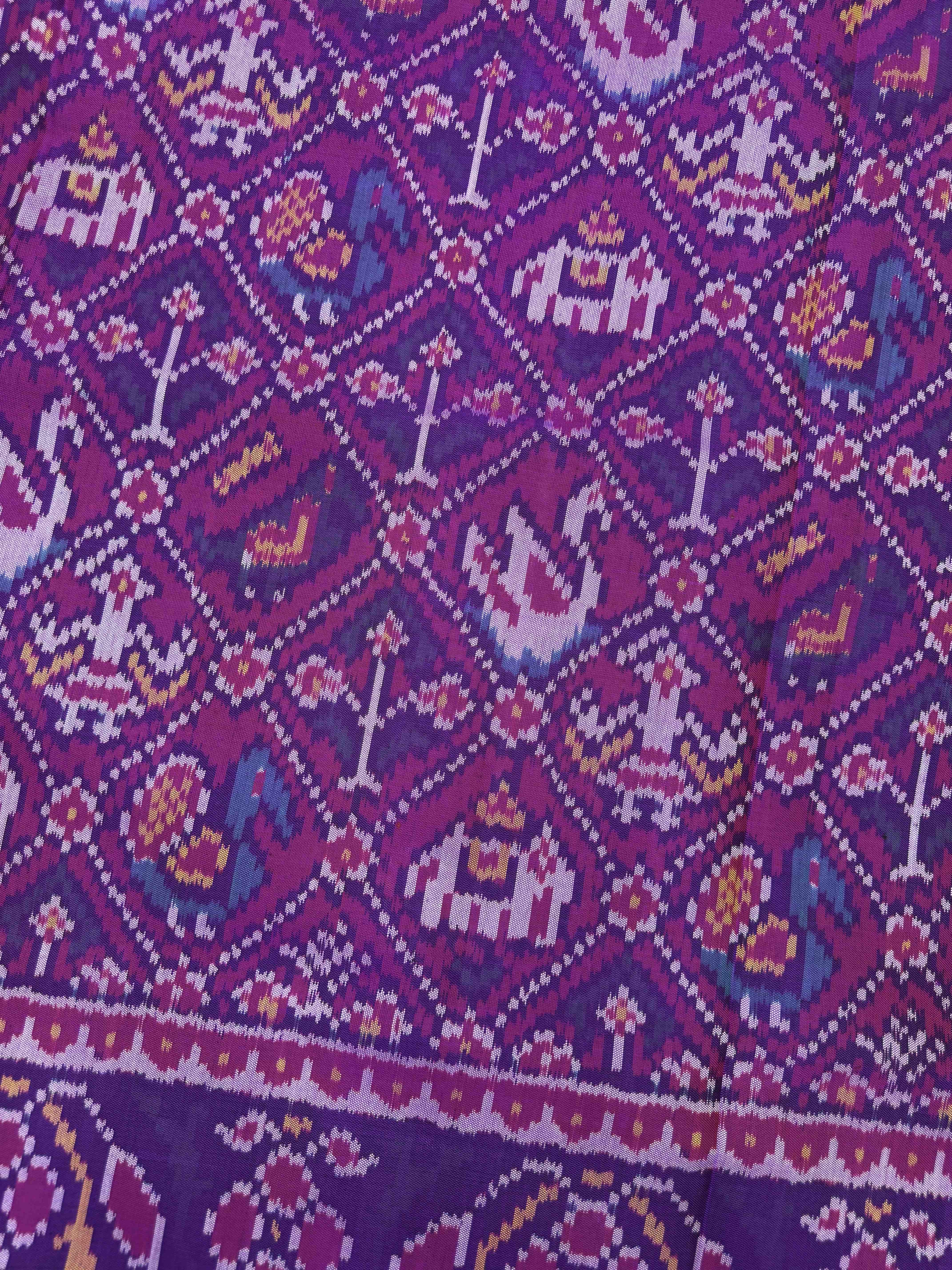 Purple Narikunj Single Ikat Patan Patola Saree