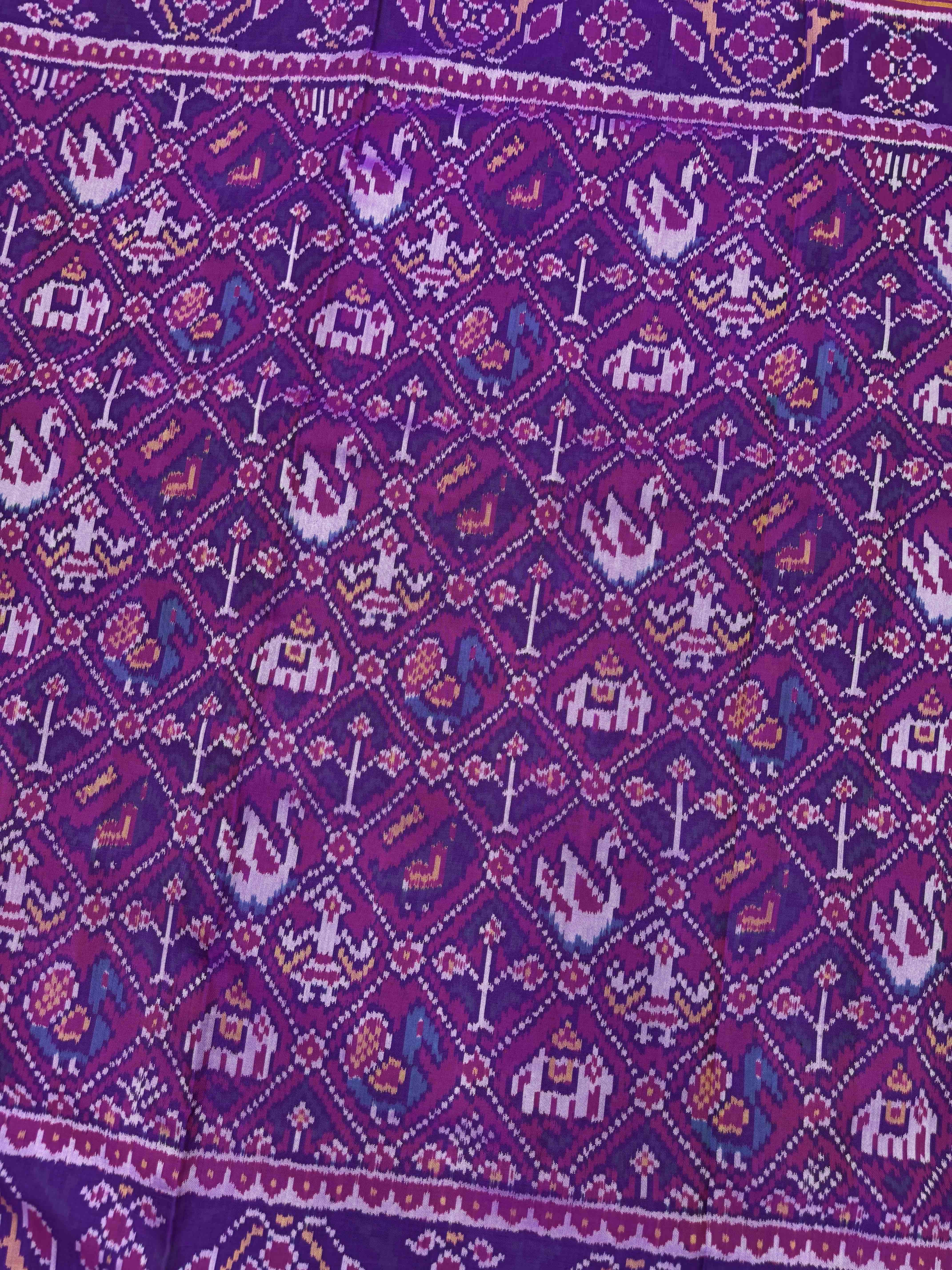 Purple Narikunj Single Ikat Patan Patola Saree