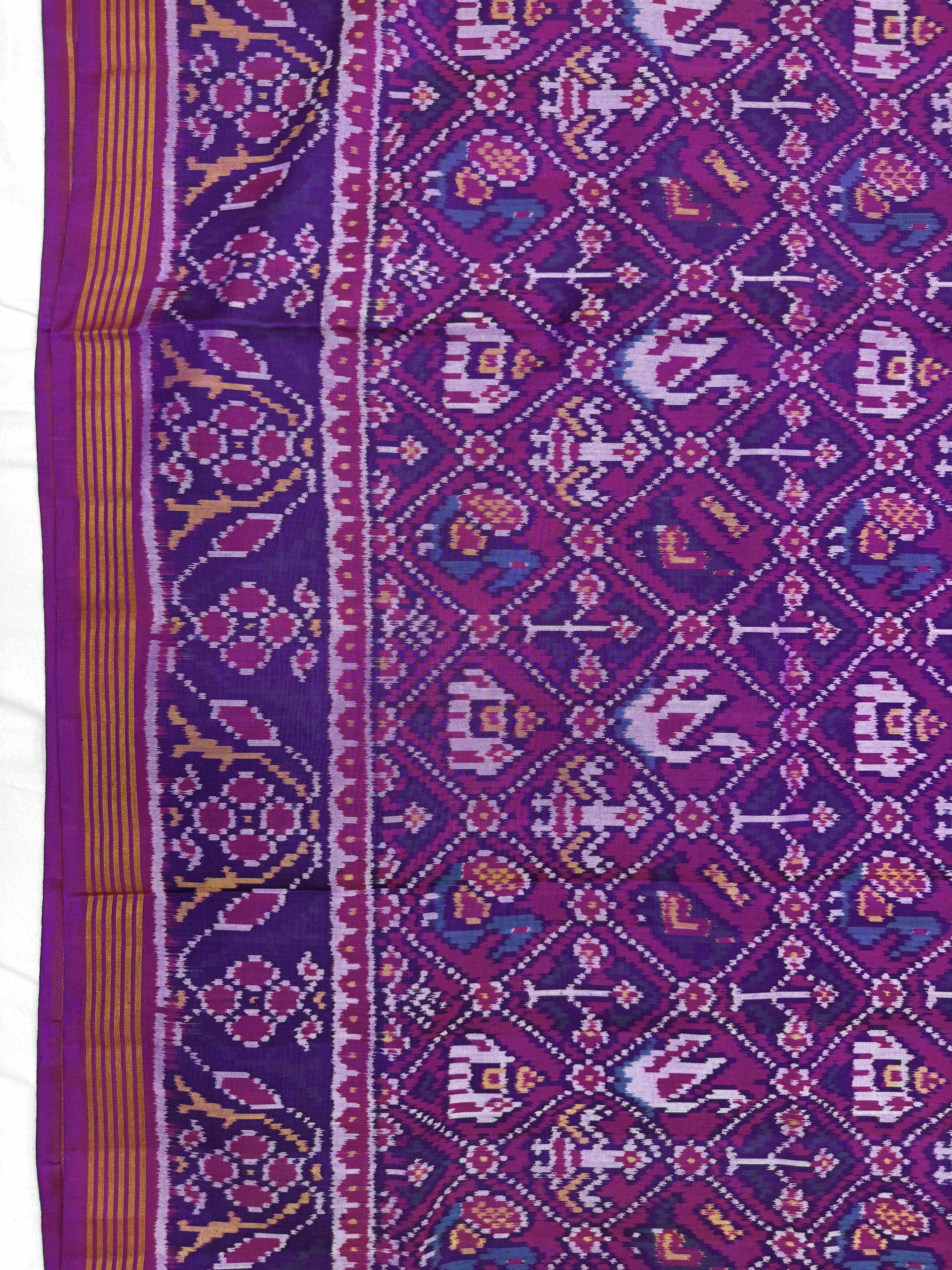 Purple Narikunj Single Ikat Patan Patola Saree
