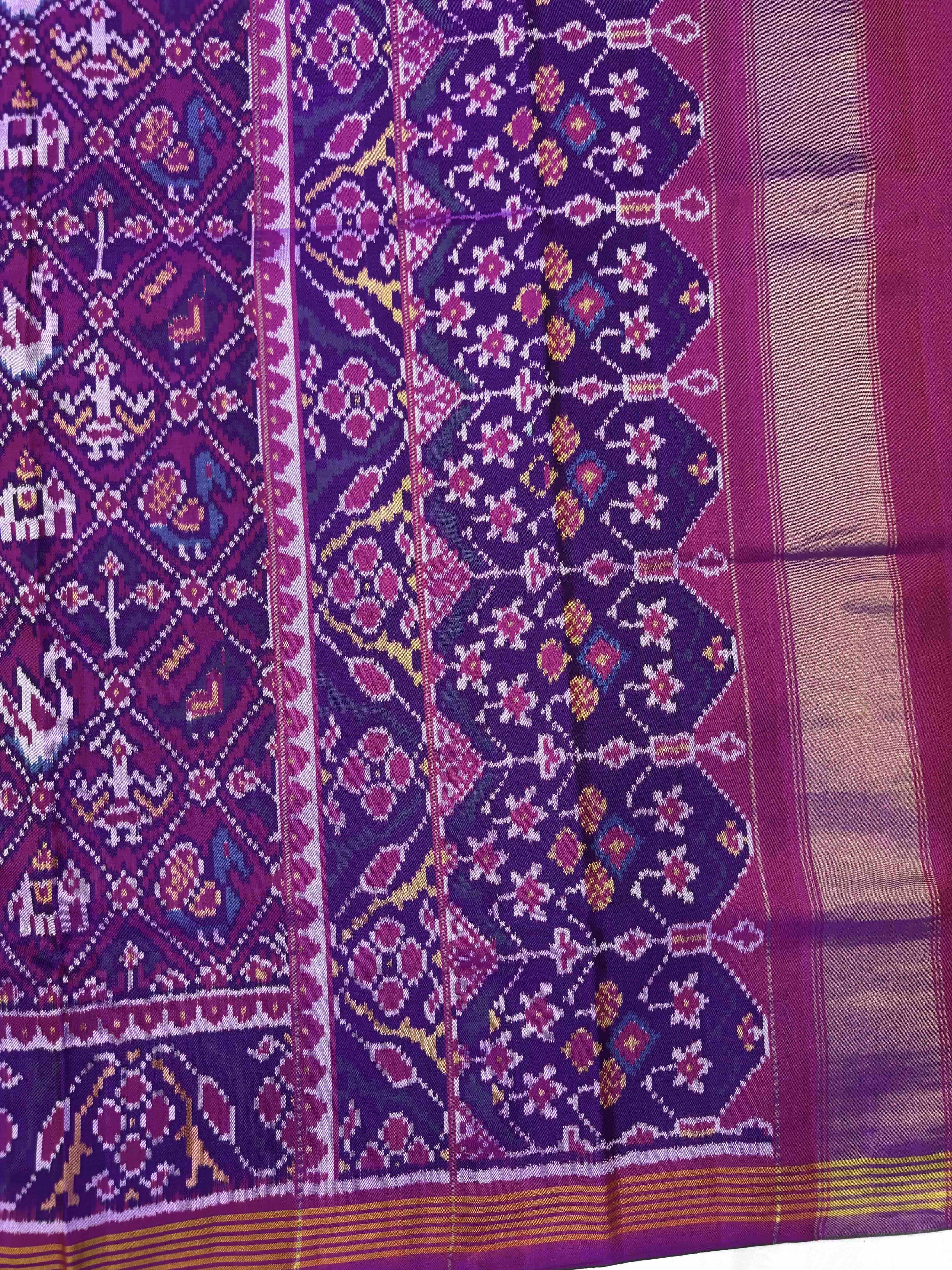 Purple Narikunj Single Ikat Patan Patola Saree