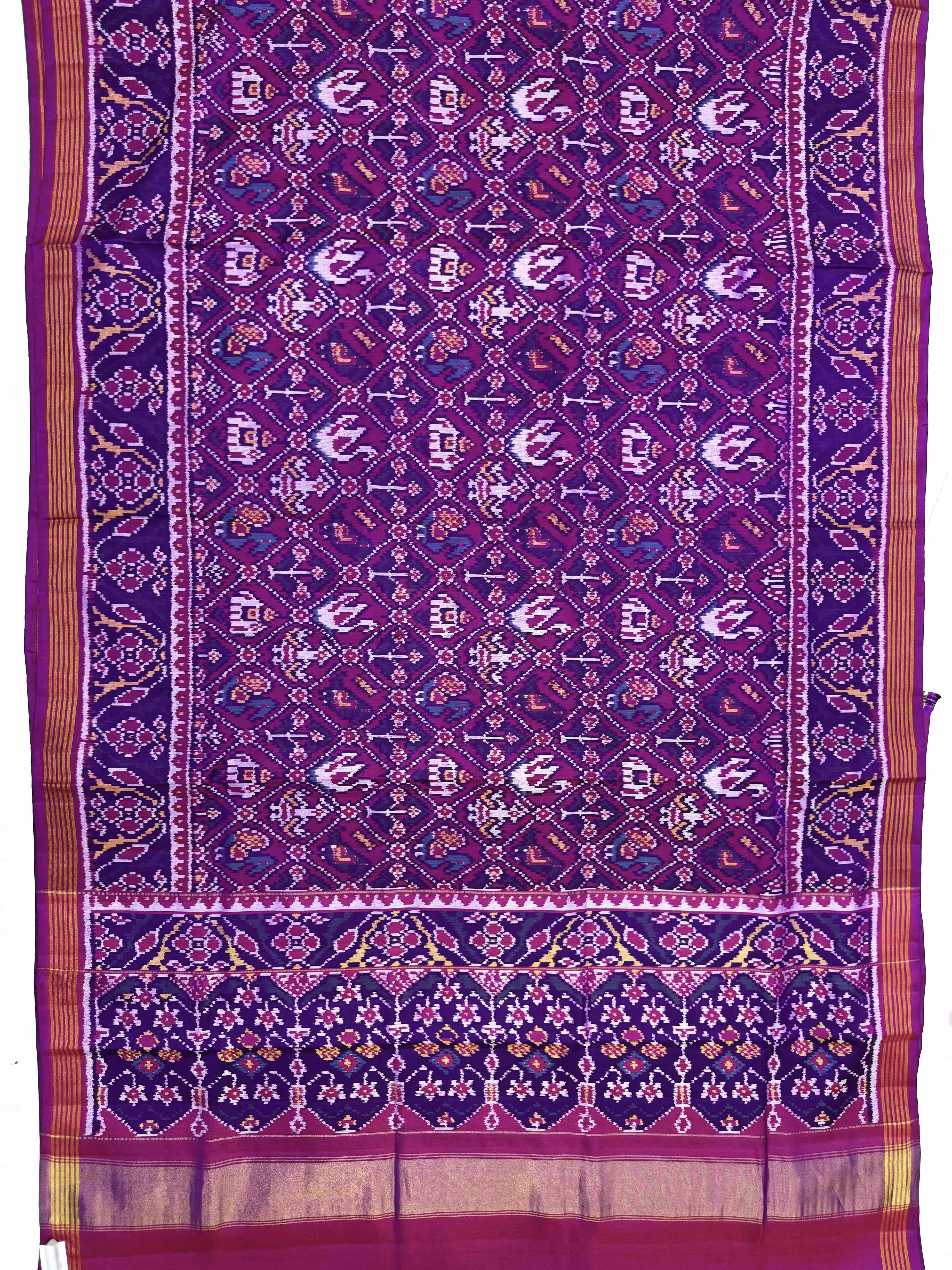 Purple Narikunj Single Ikat Patan Patola Saree
