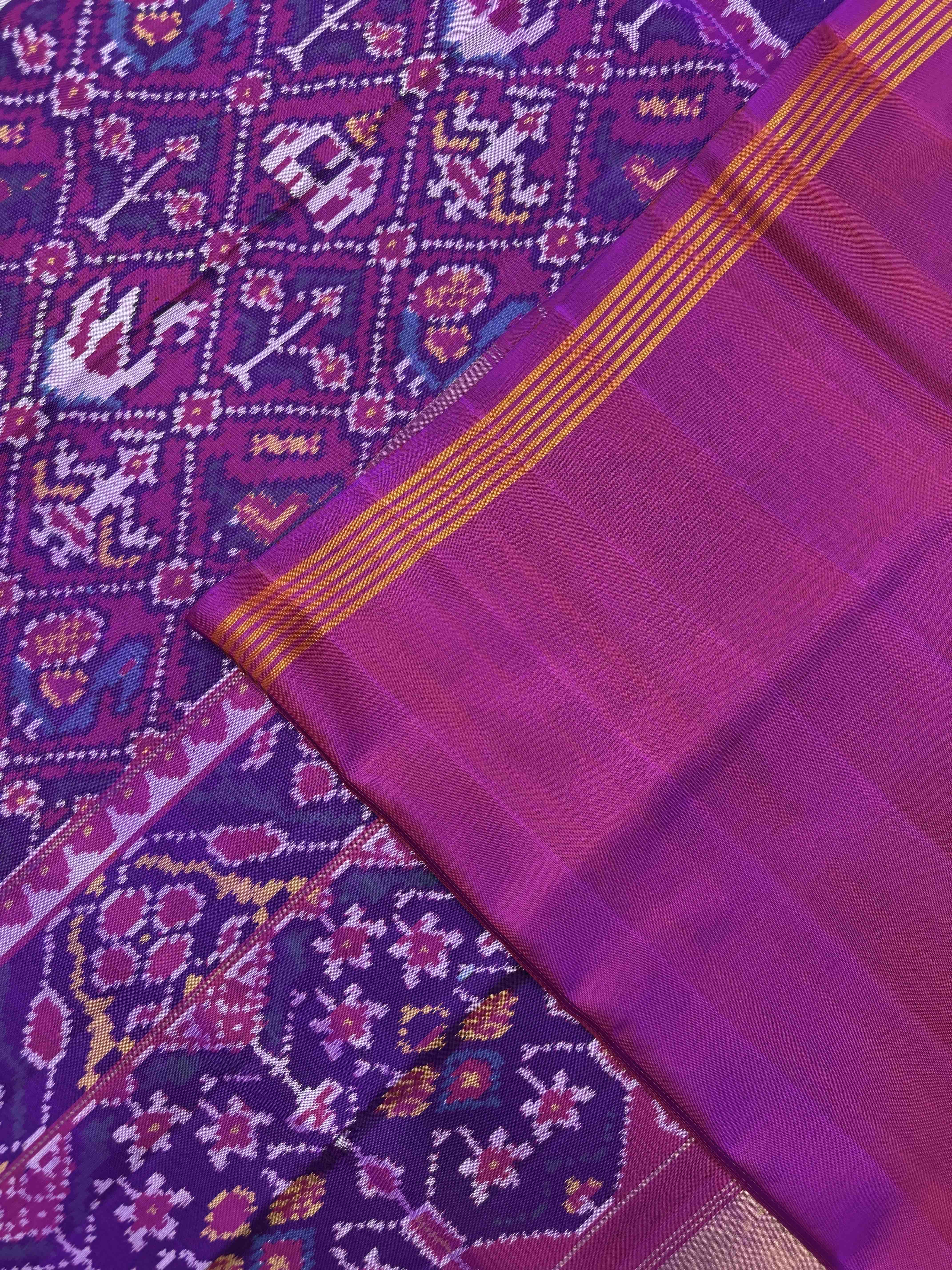 Purple Narikunj Single Ikat Patan Patola Saree