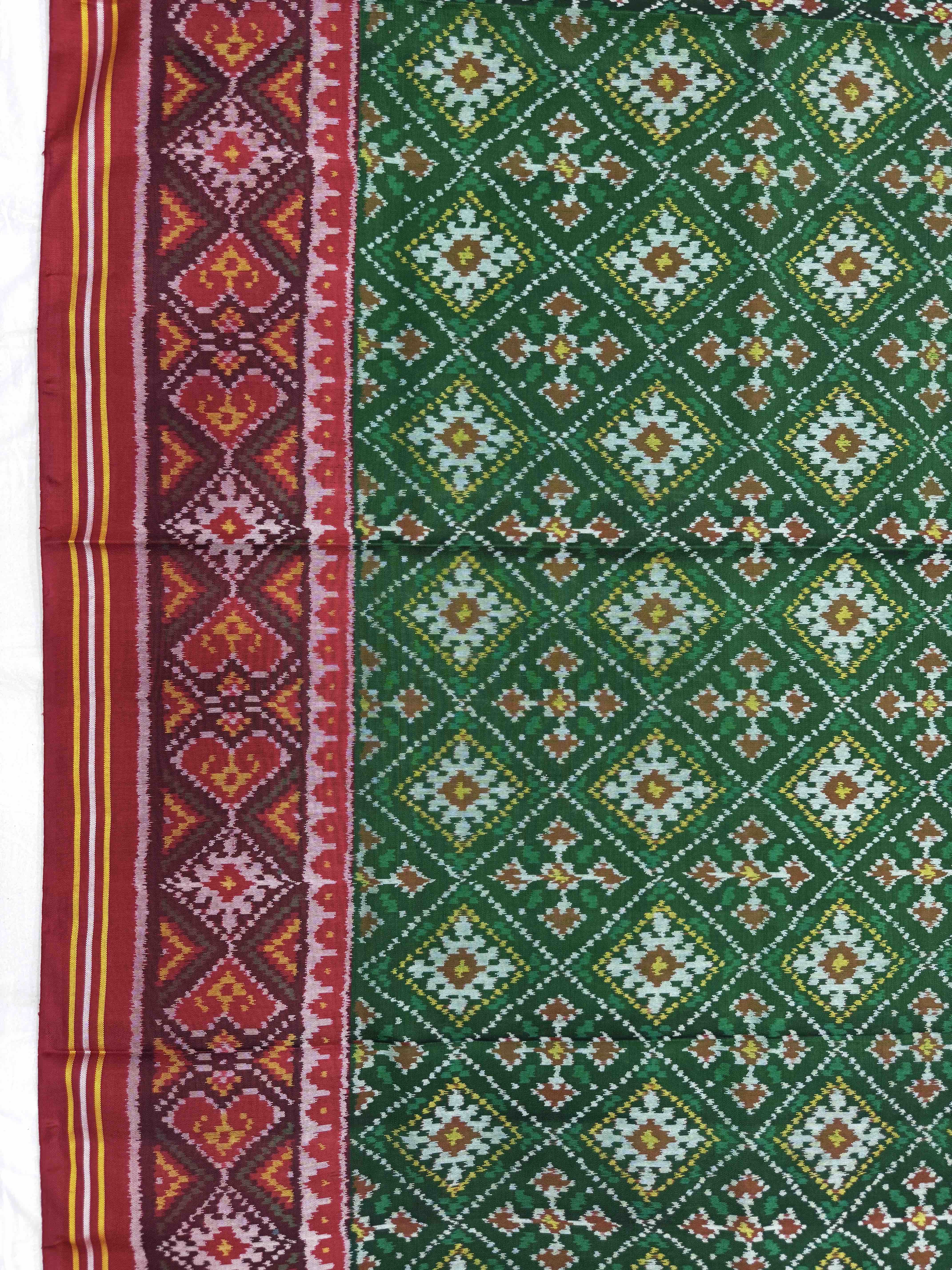 Red & Green Panchand Single Ikat Patan Patola Saree