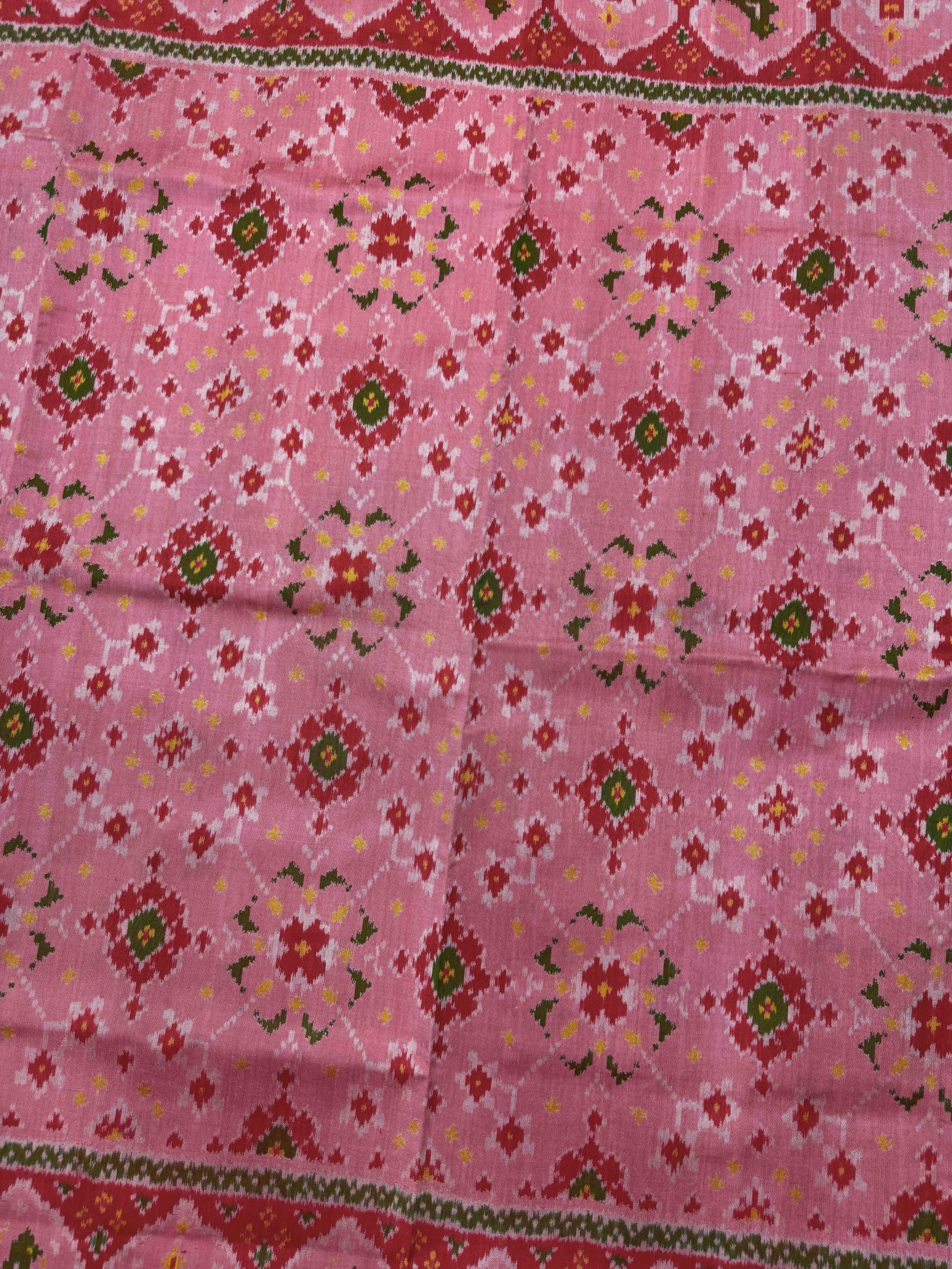 Light Pink Navratan Single Ikat Patan Patola Saree