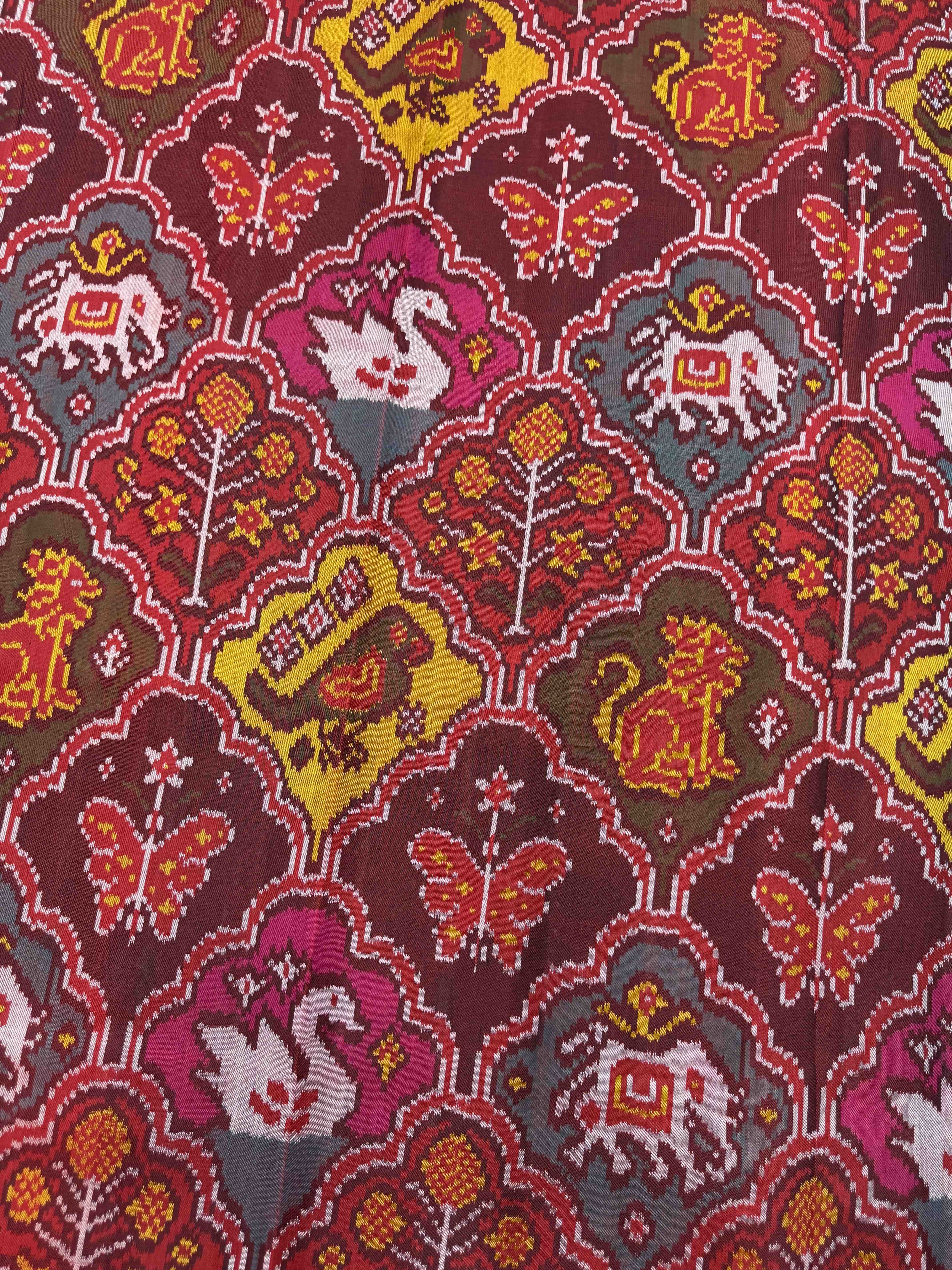 Multicolor Narikunj Single Ikat Patan Patola Saree