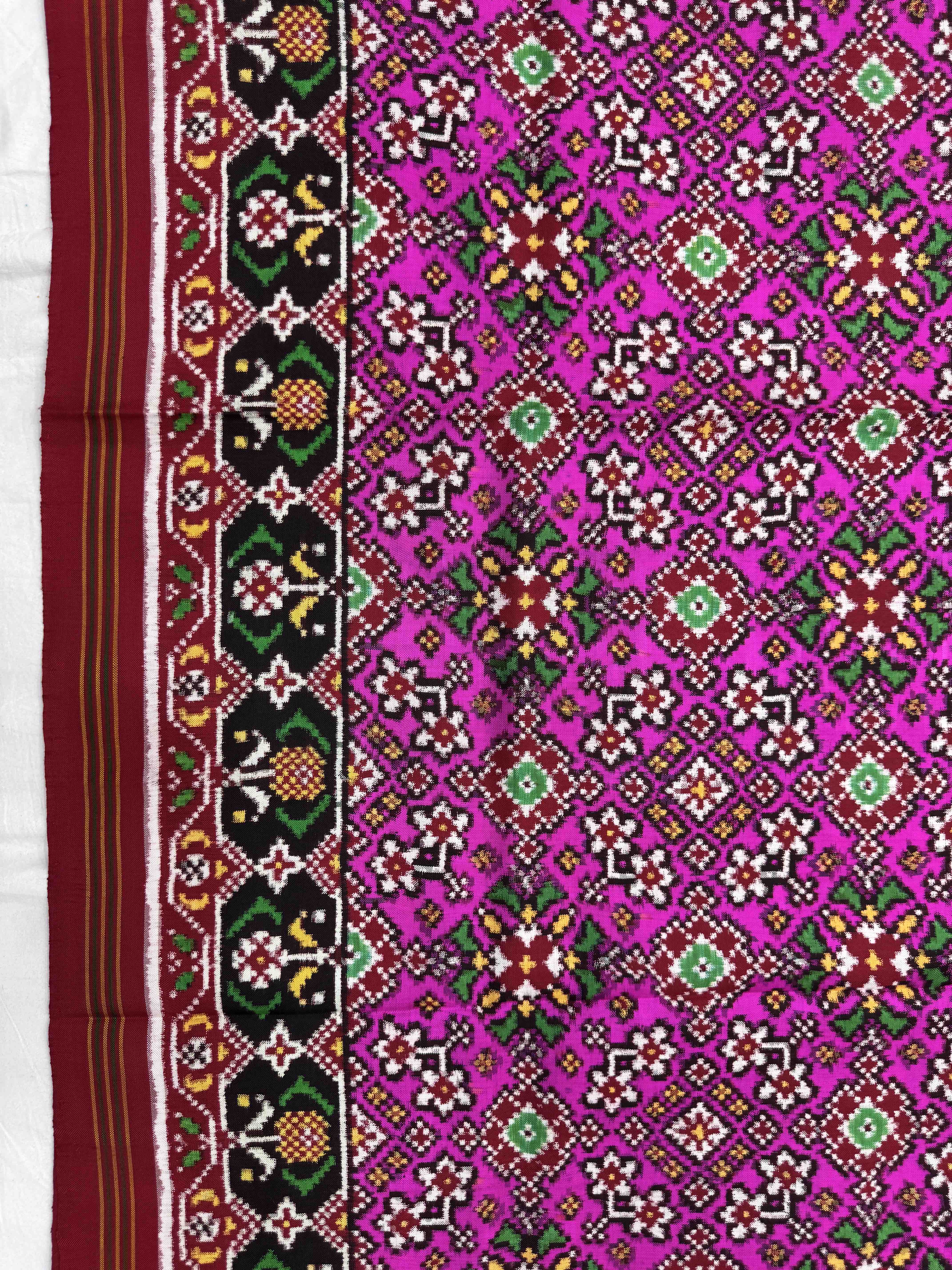 Red & Pink Navratan Double Ikat Patan Patola Saree
