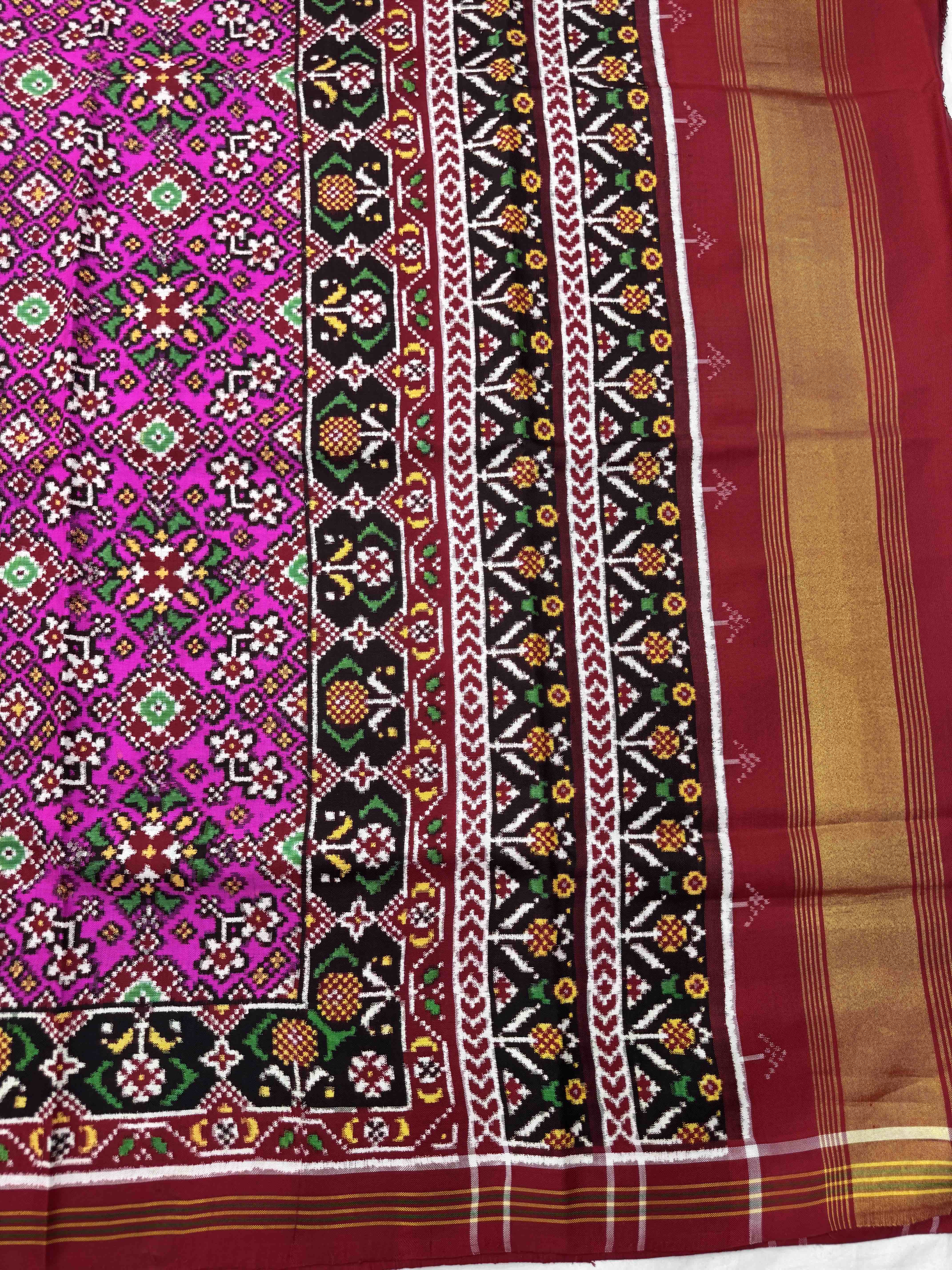 Red & Pink Navratan Double Ikat Patan Patola Saree