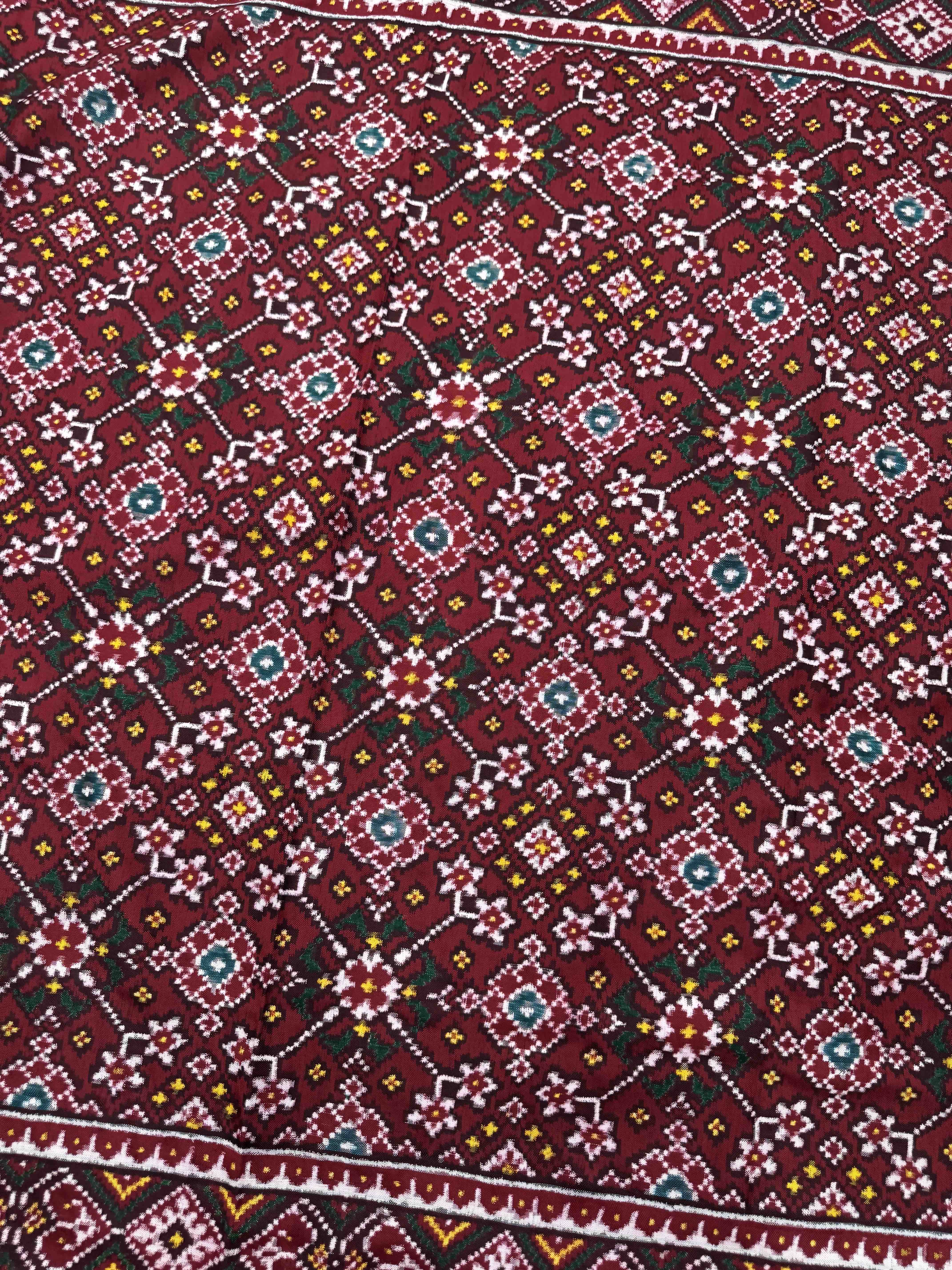 Maroon Navratan Double Ikat Patan Patola Saree