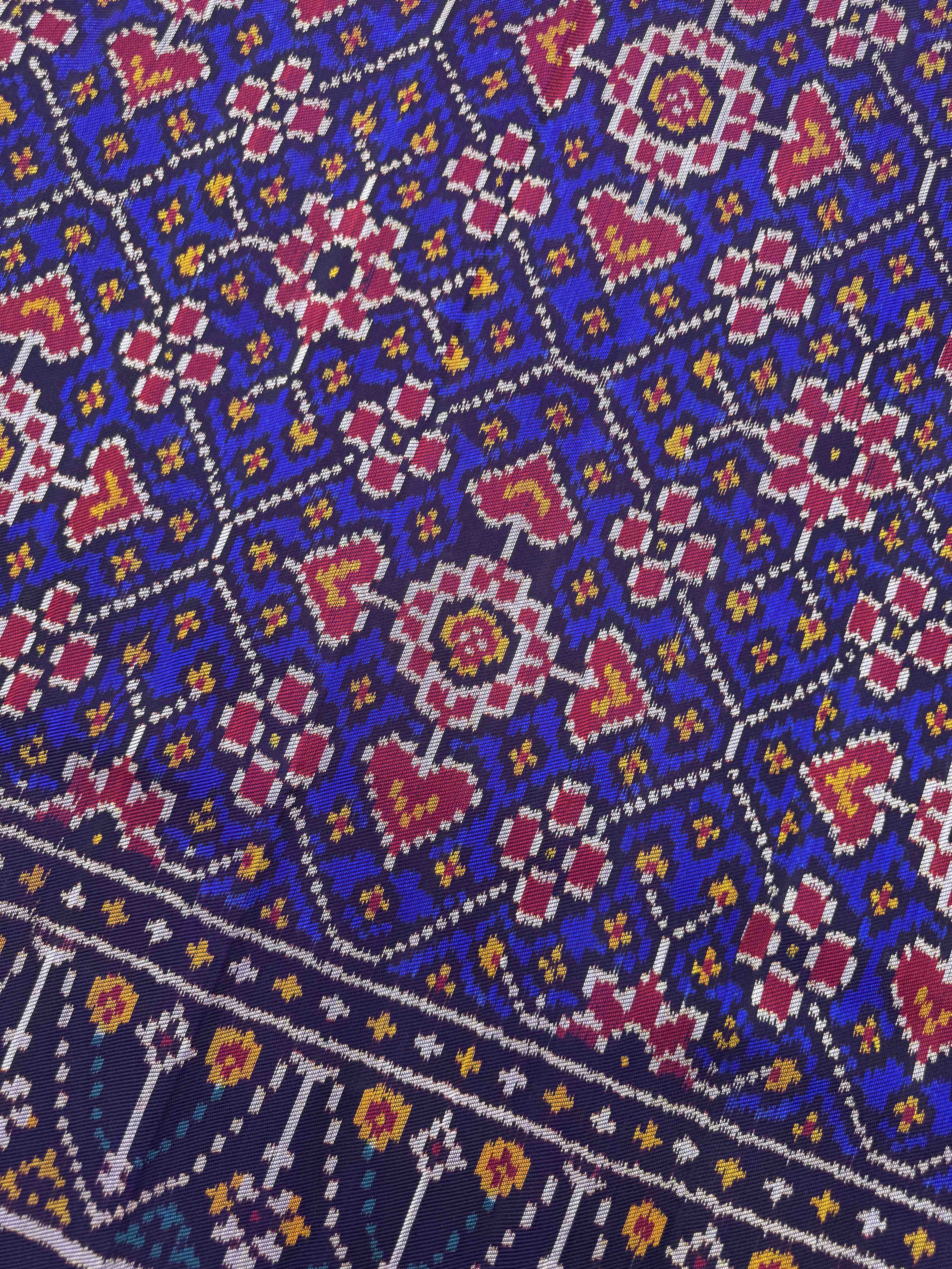 Blue Manekchowk Twill Patola Saree