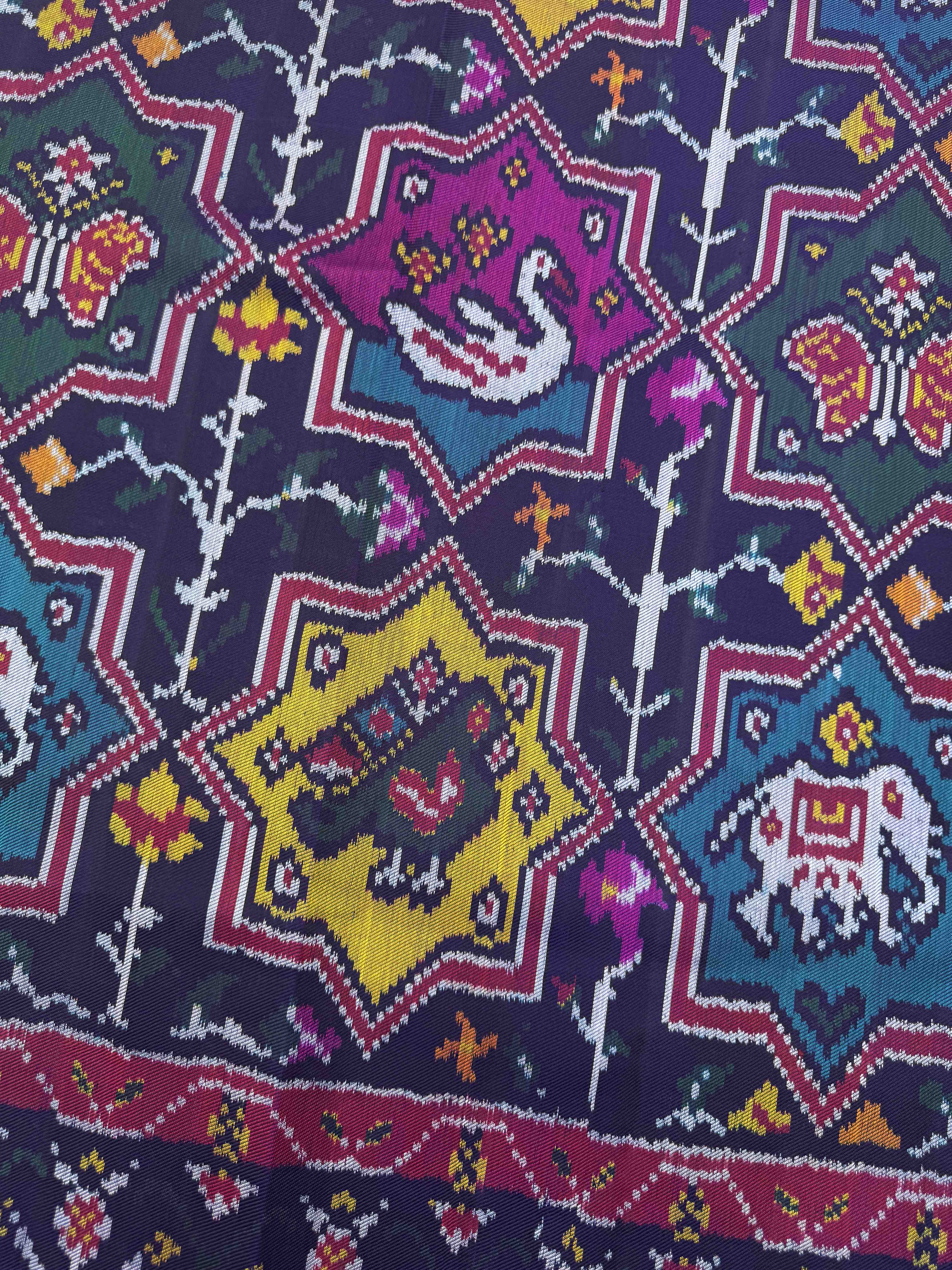 Multicolor Star Narikunj Twill Patola Saree