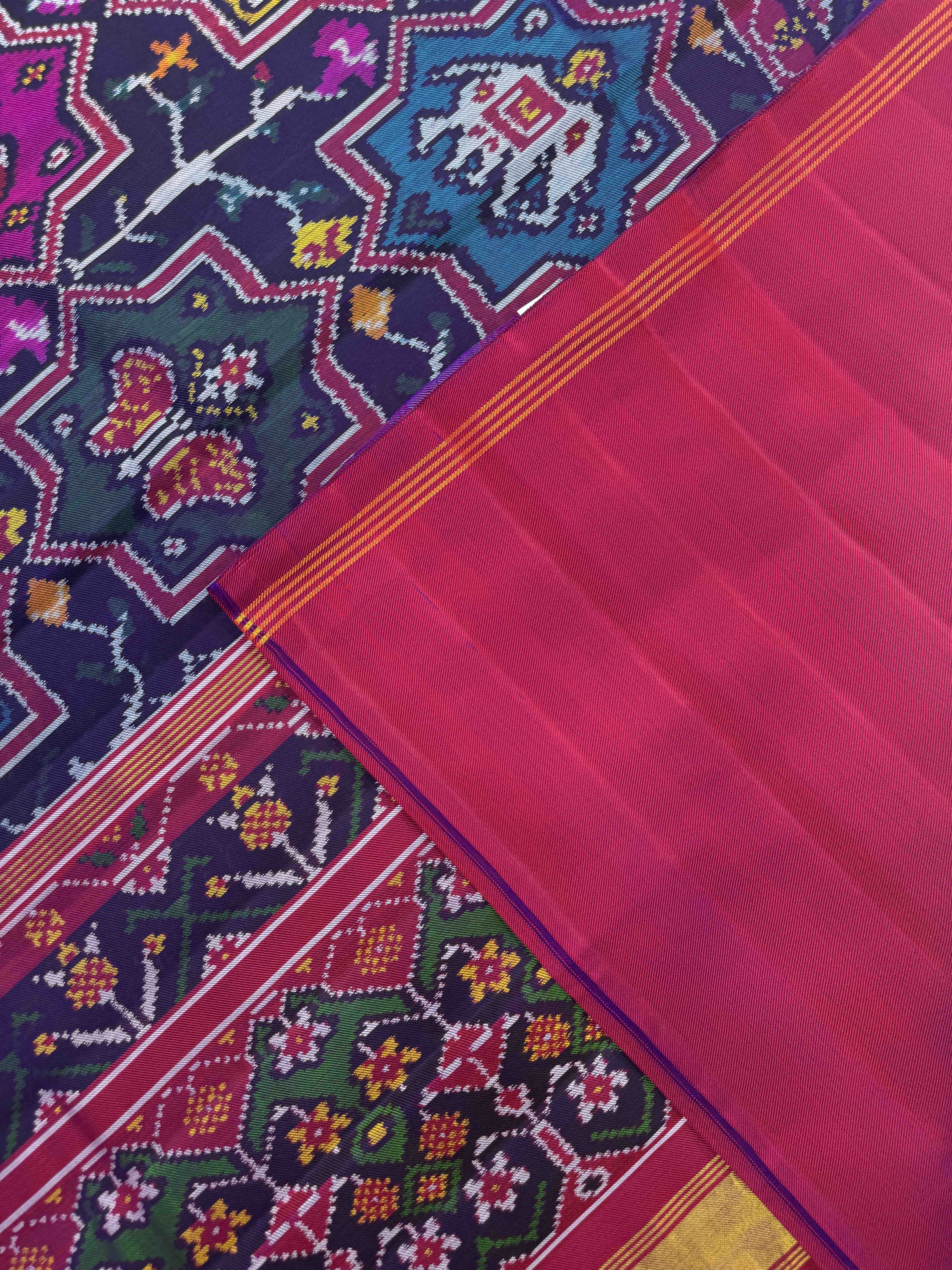 Multicolor Star Narikunj Twill Patola Saree