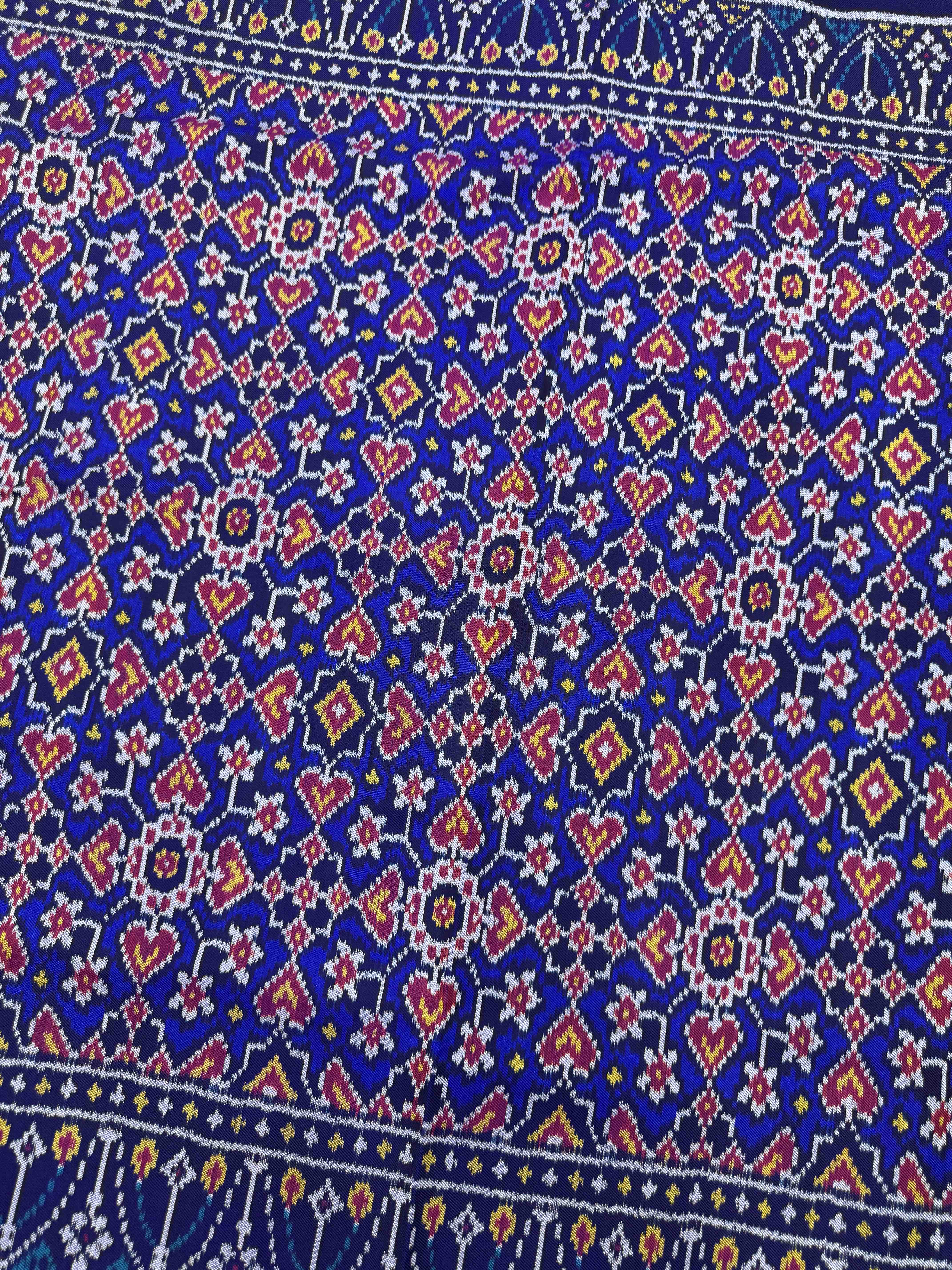 Blue Navratan Twill Patola Saree