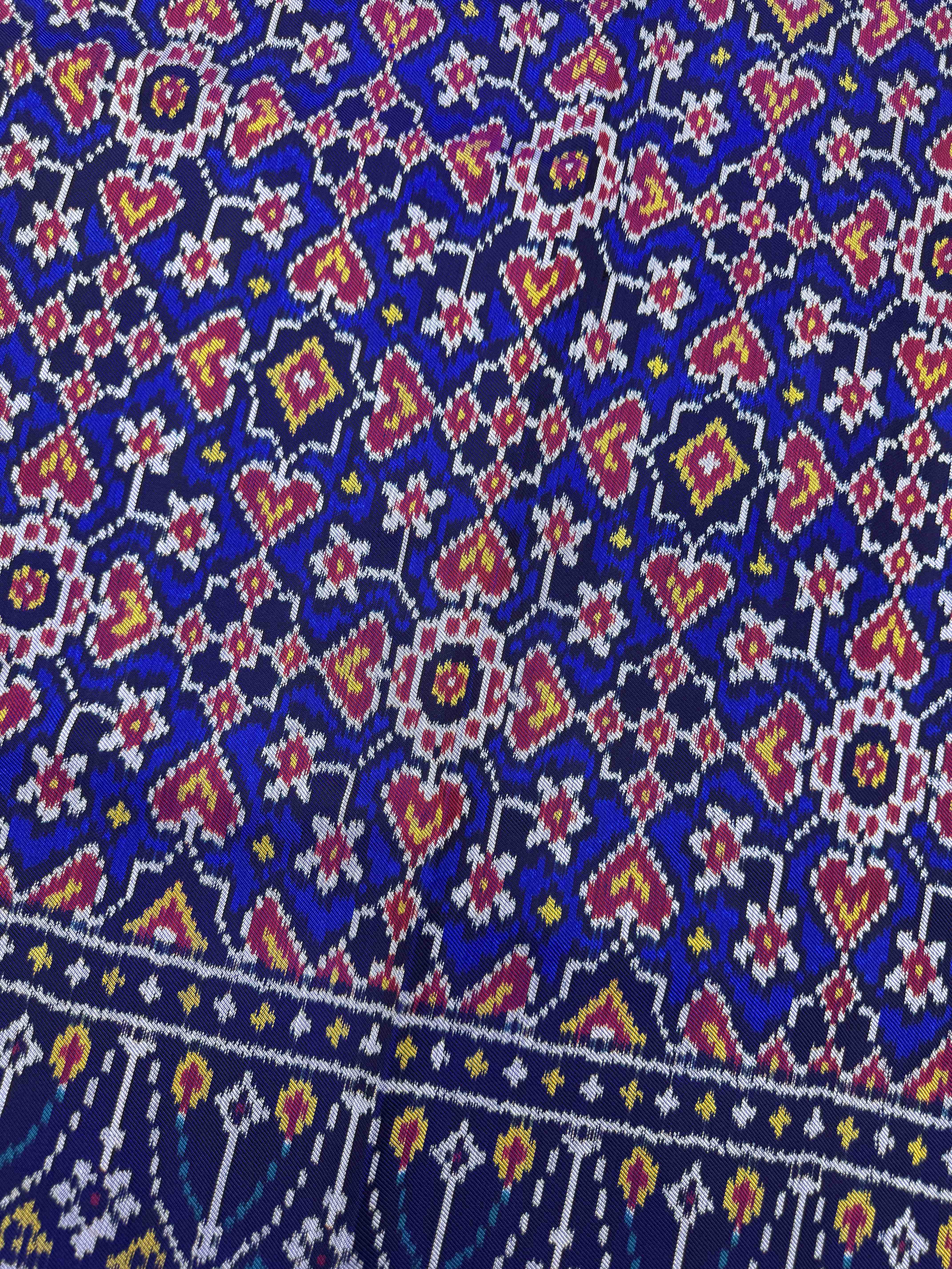 Blue Navratan Twill Patola Saree