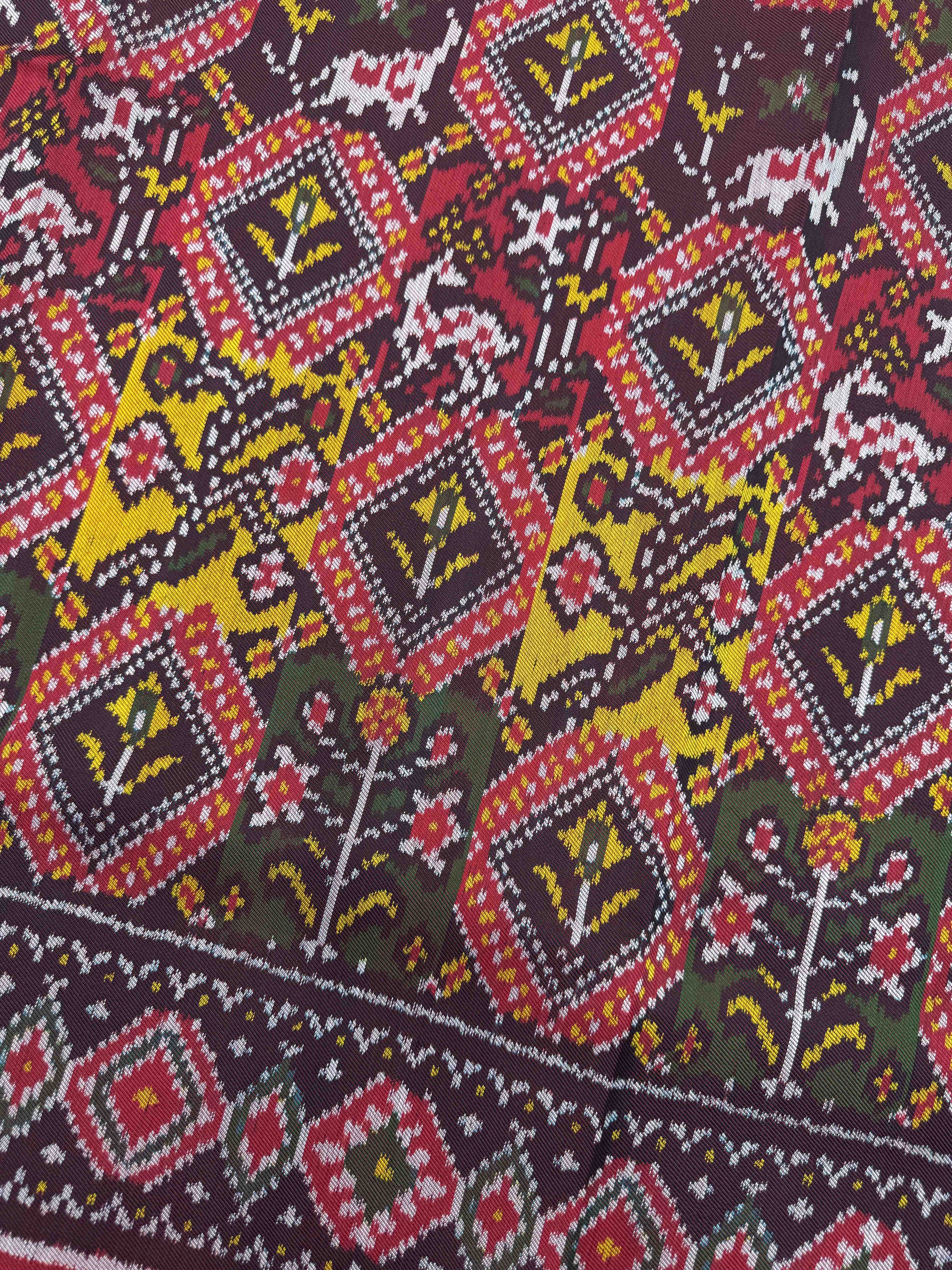 Multicolor Figures & Flowers Fancy Twill Patola Saree