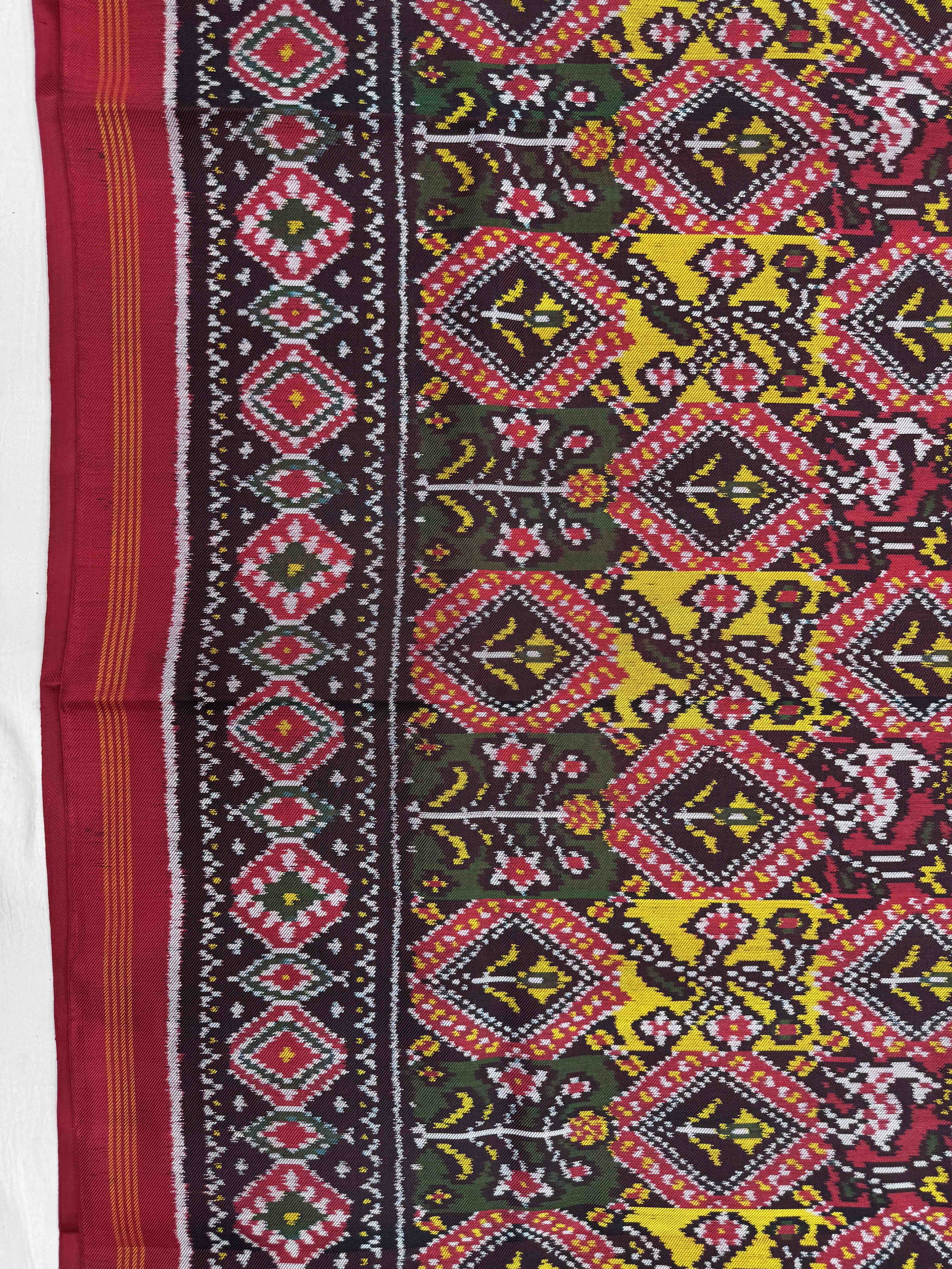 Multicolor Figures & Flowers Fancy Twill Patola Saree