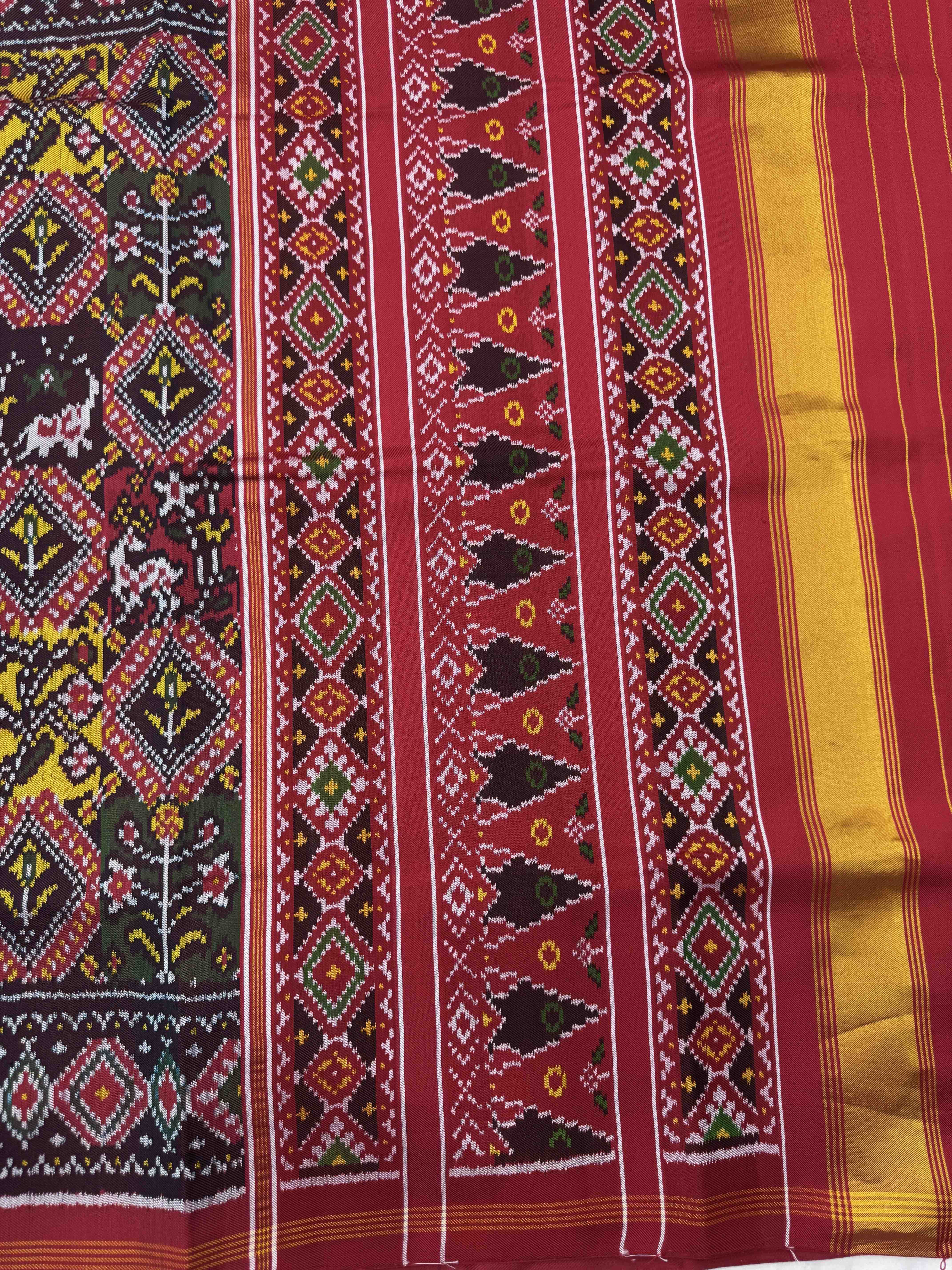 Multicolor Figures & Flowers Fancy Twill Patola Saree
