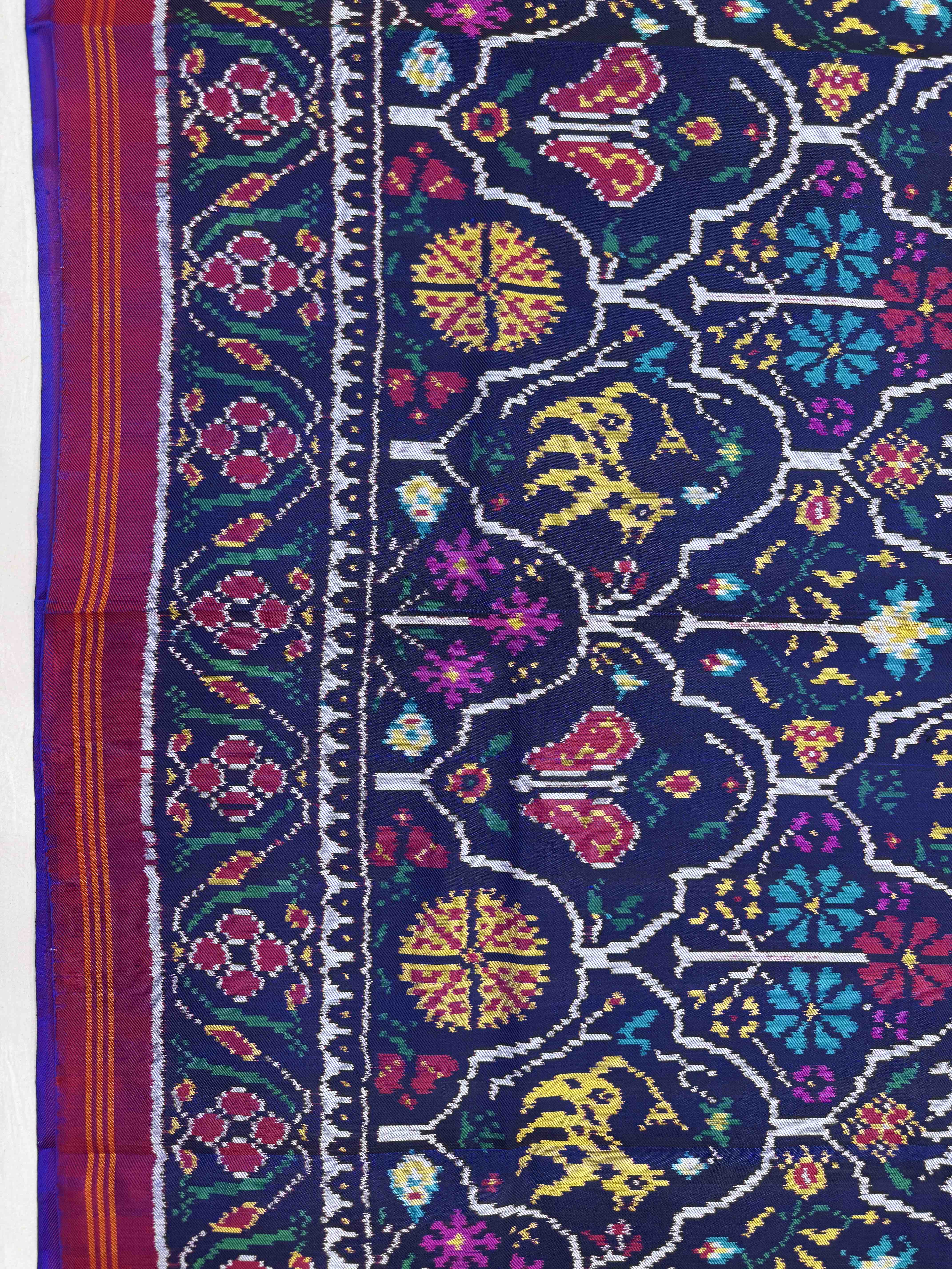 Purple & Blue Narikunj Twill Patola Saree
