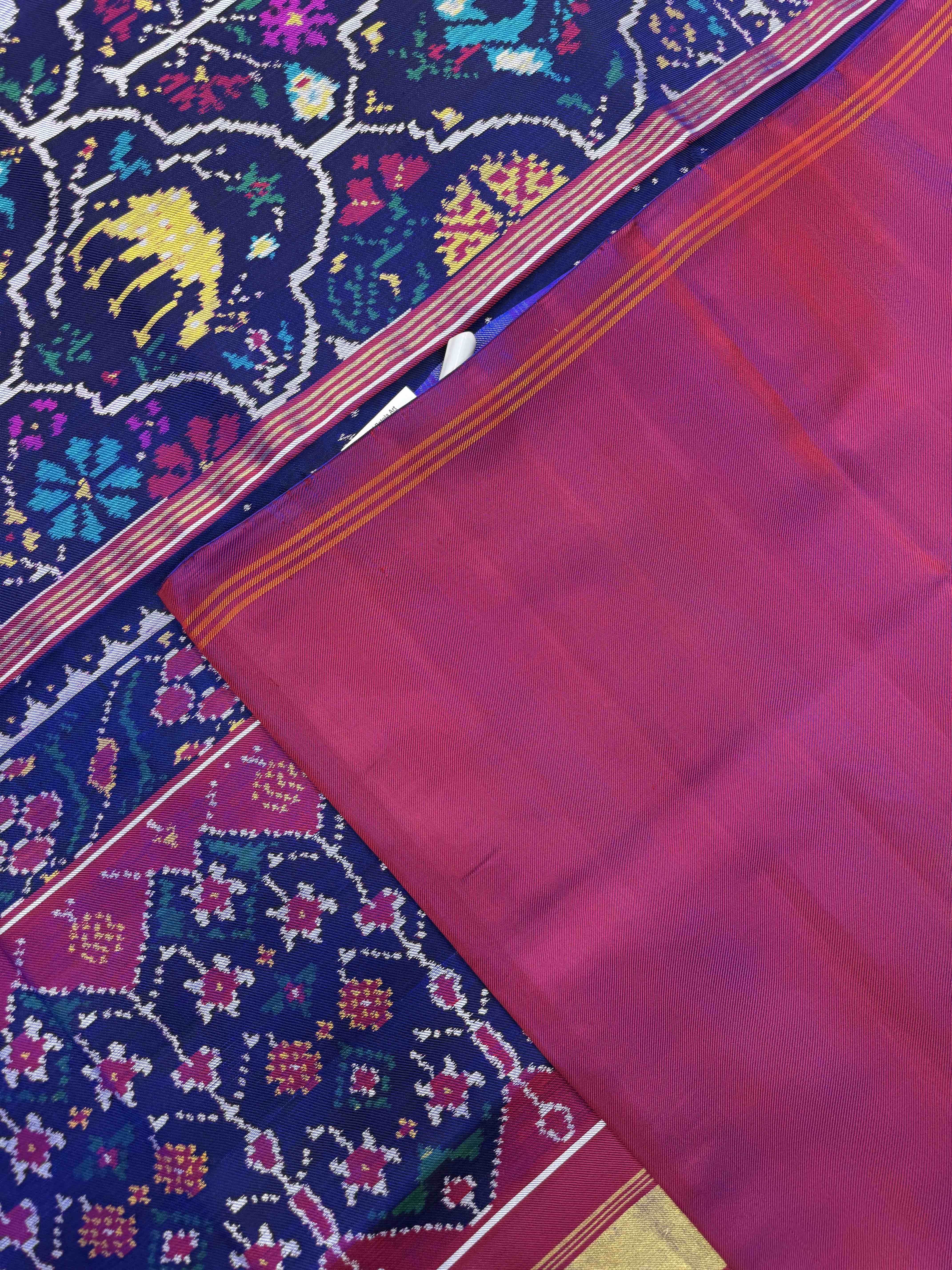 Purple & Blue Narikunj Twill Patola Saree