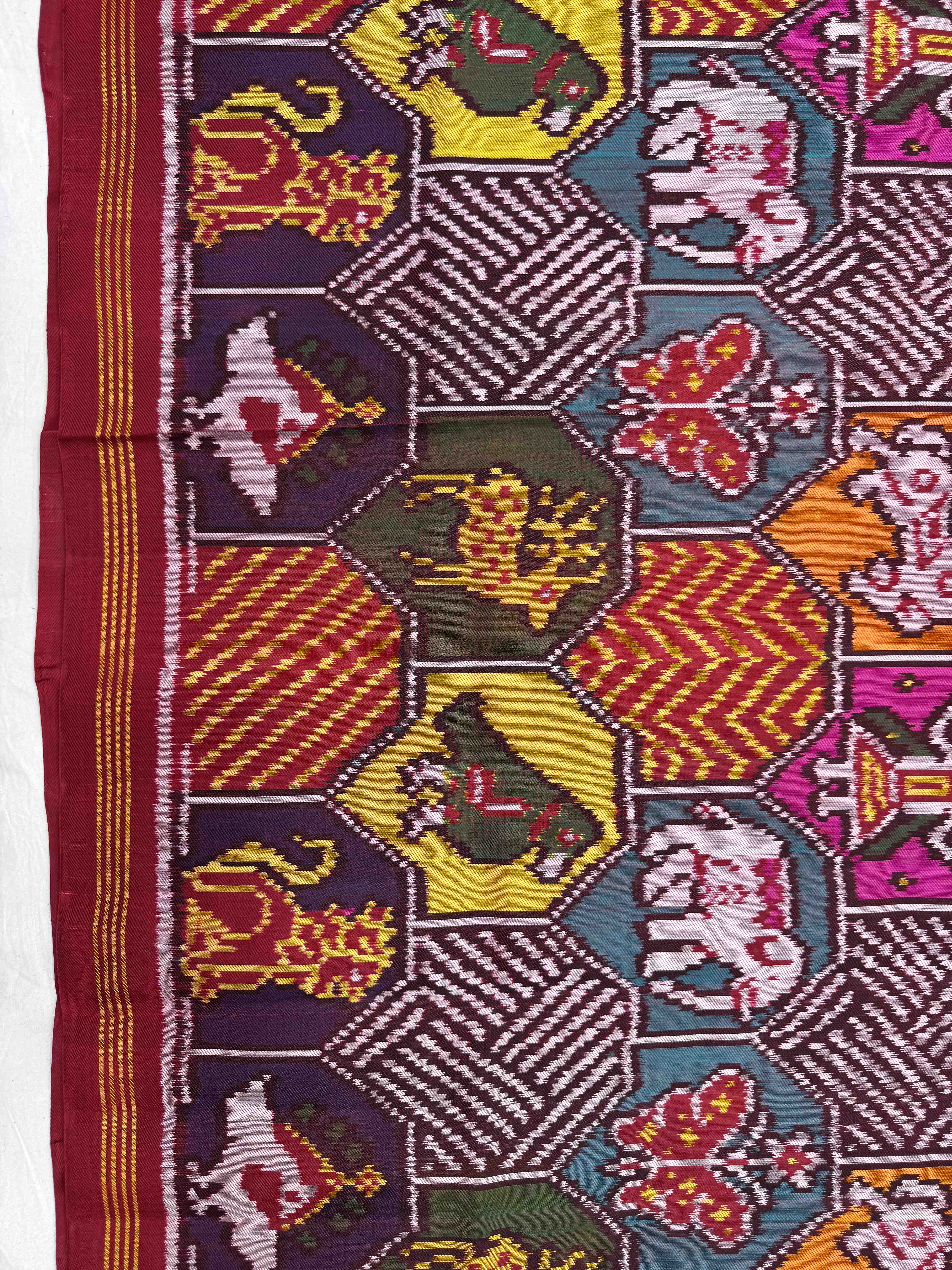 Multicolor Fancy With Figure Motifs Twill Patola Saree