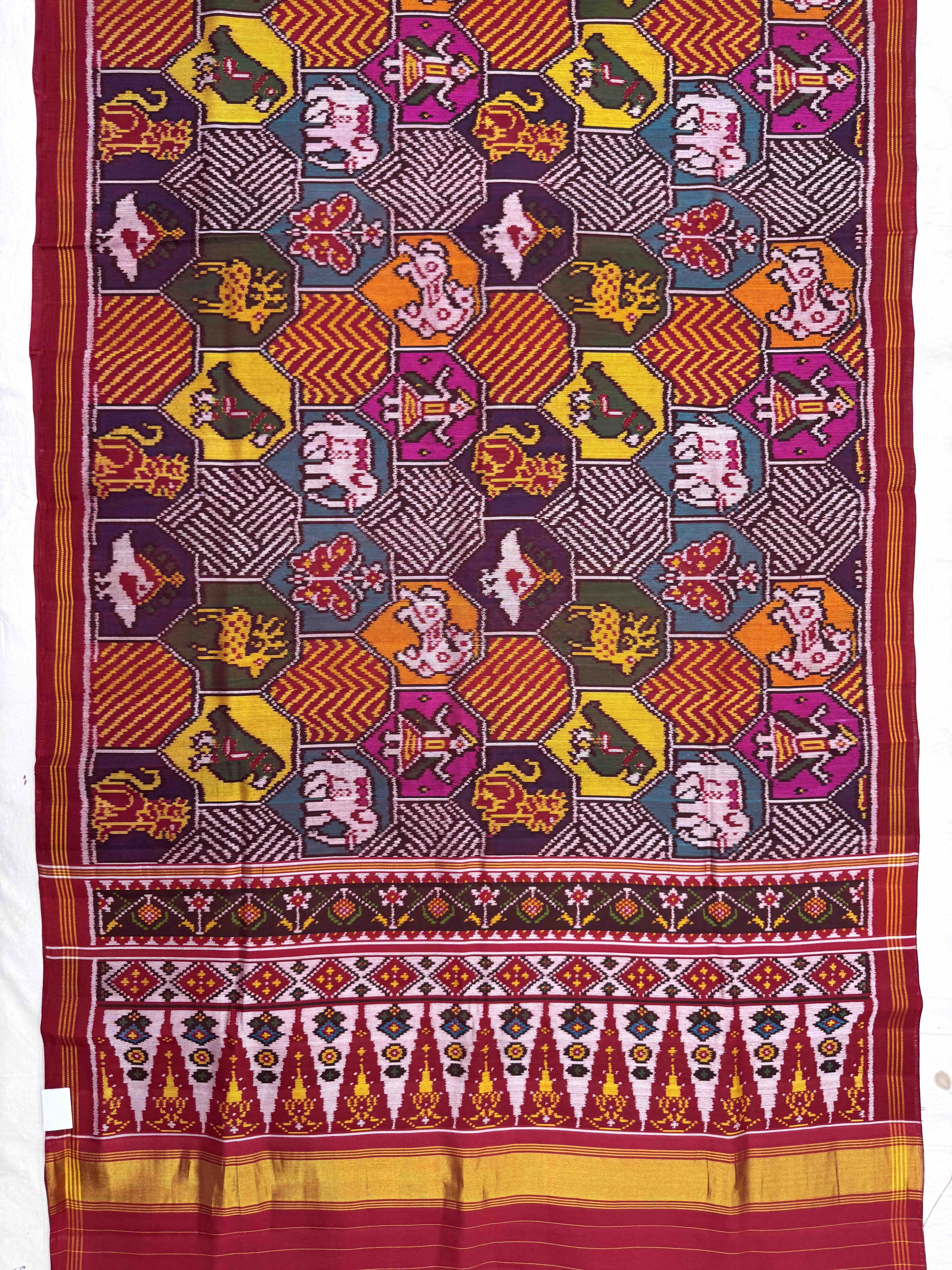 Multicolor Fancy With Figure Motifs Twill Patola Saree
