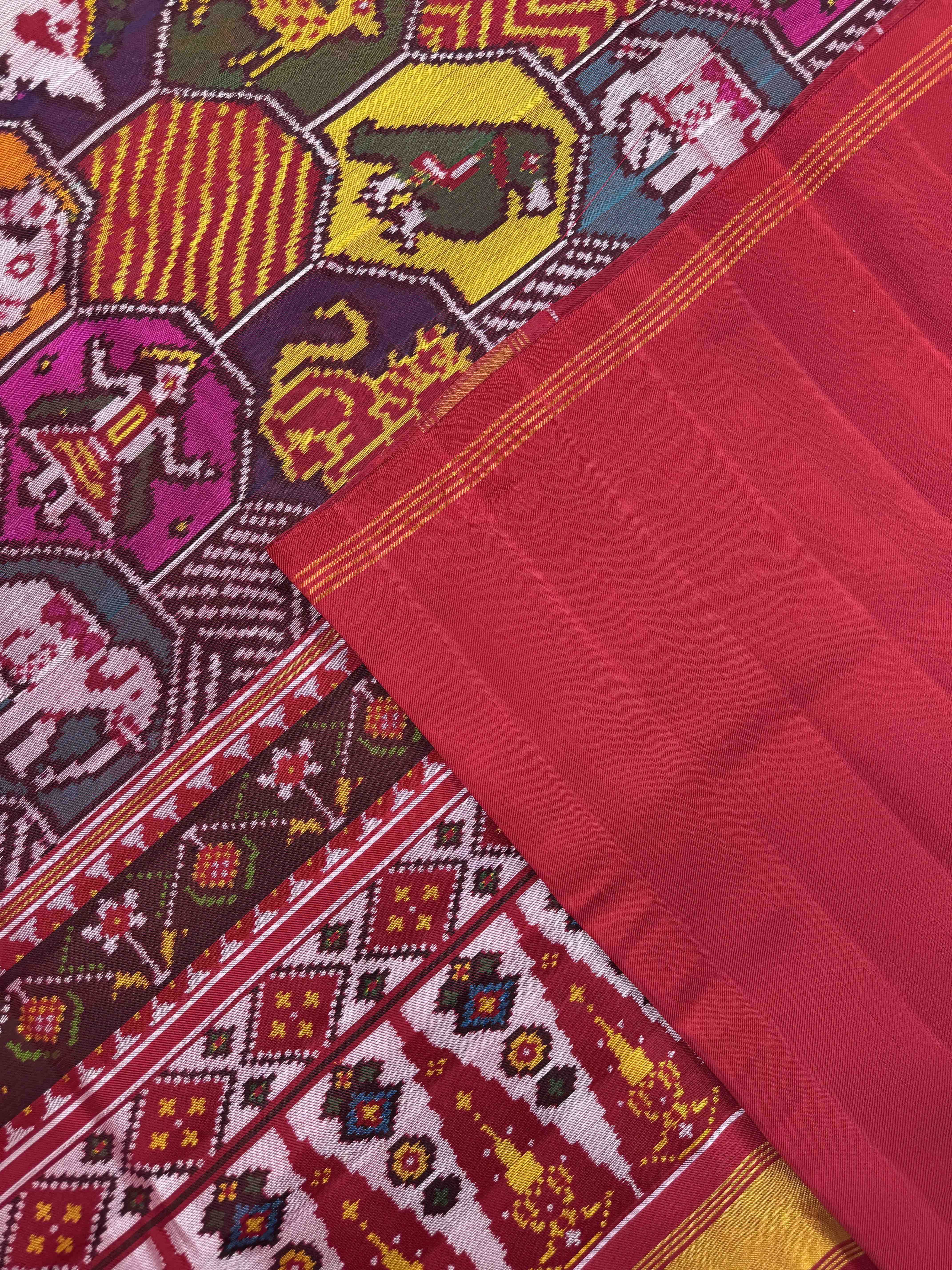 Multicolor Fancy With Figure Motifs Twill Patola Saree