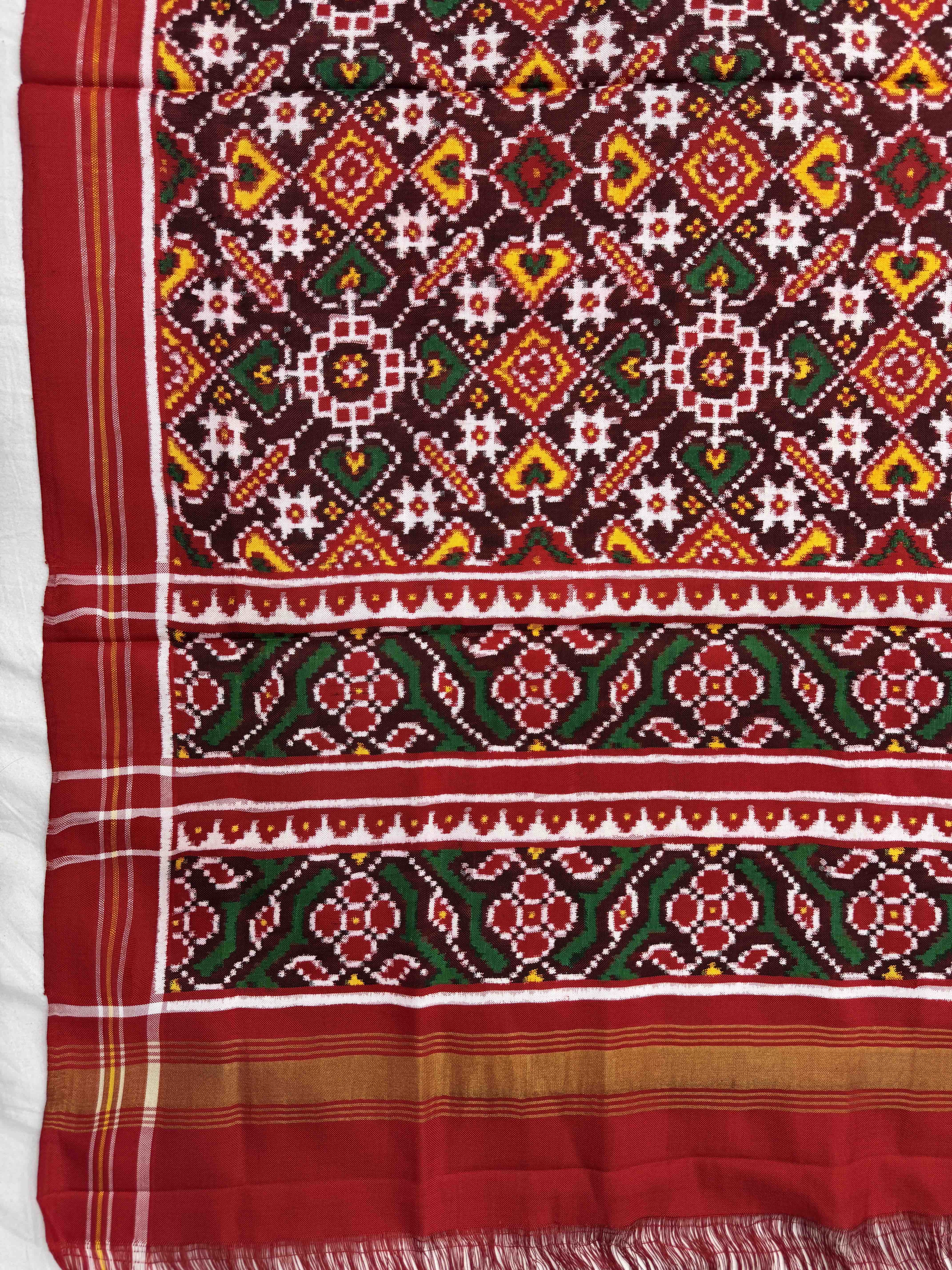 Red & Maroon Manekchowk Double Ikat Dupatta