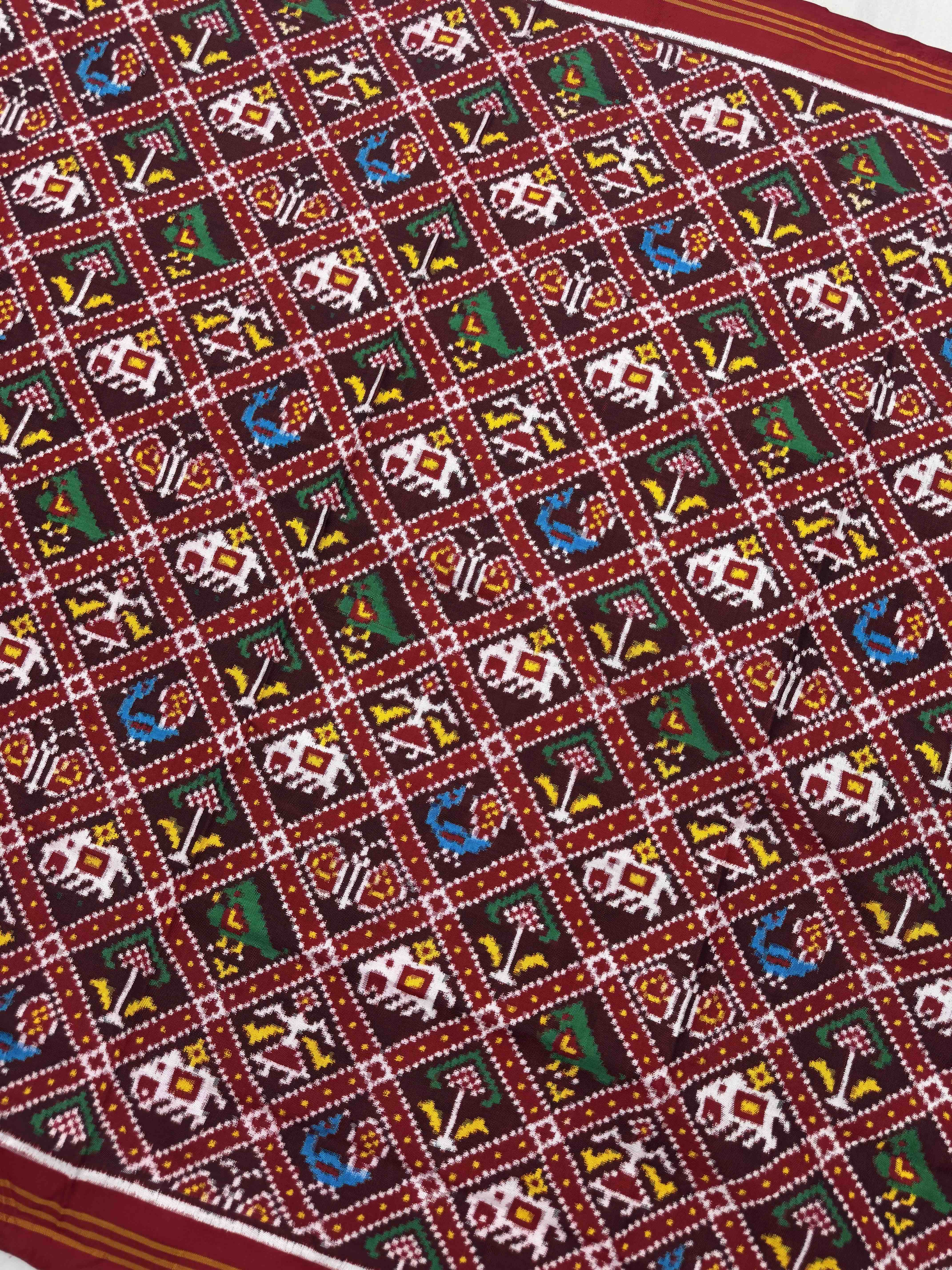 Red & Maroon Small Narikunj Double Ikat Dupatta