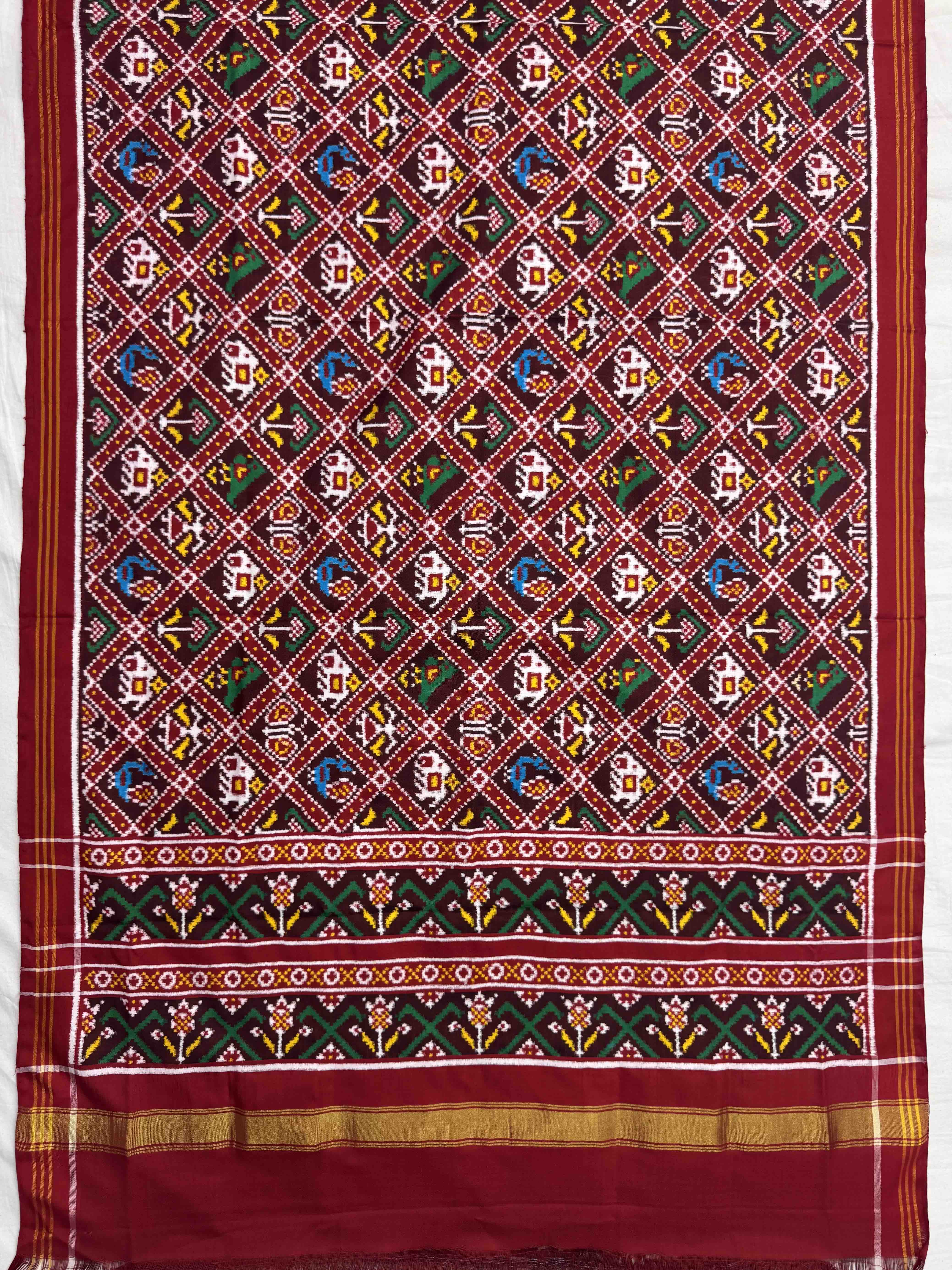Red & Maroon Small Narikunj Double Ikat Dupatta