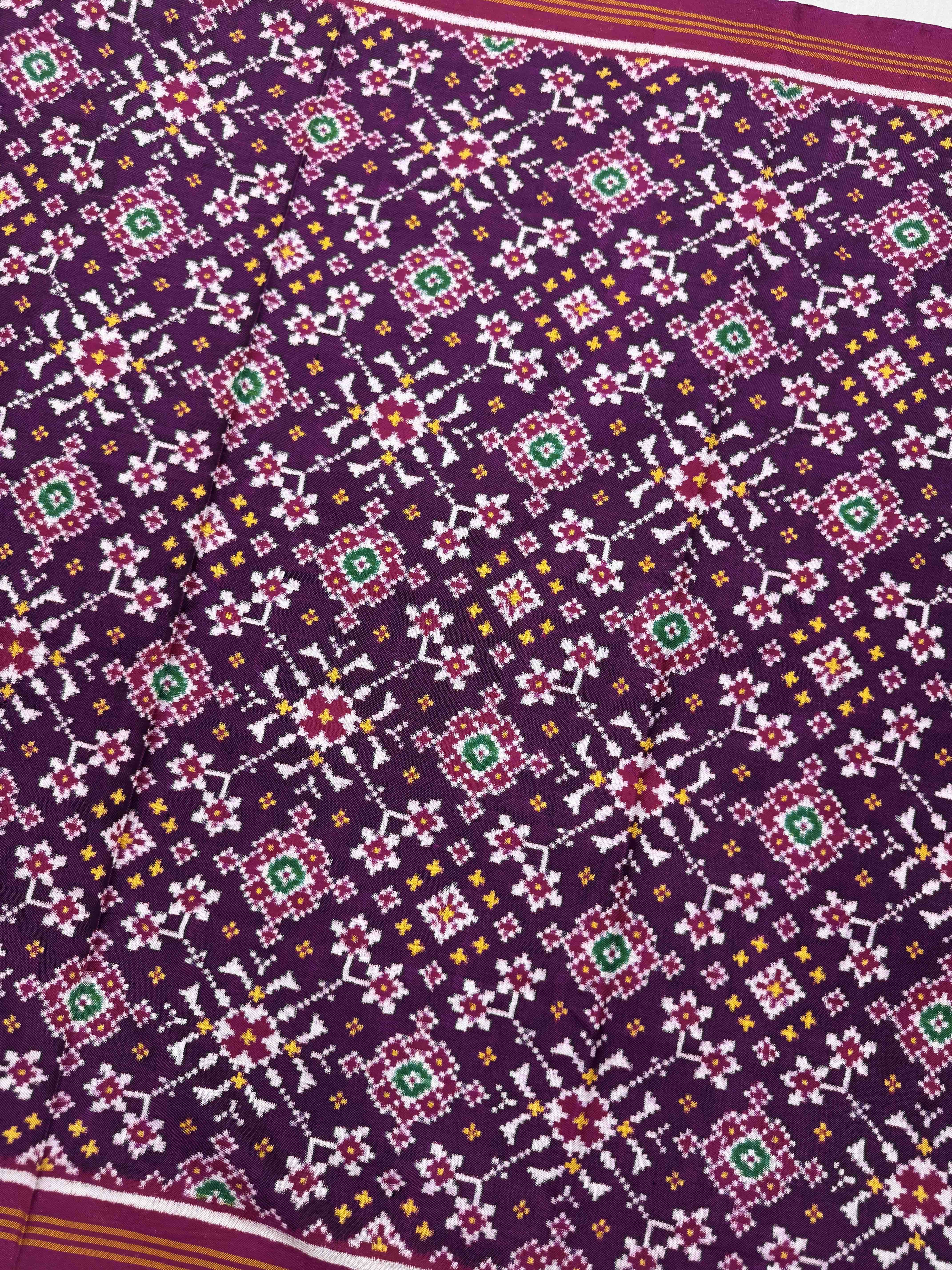 Magenta Pink & Purple Navratan Doulbe Ikat Dupatta