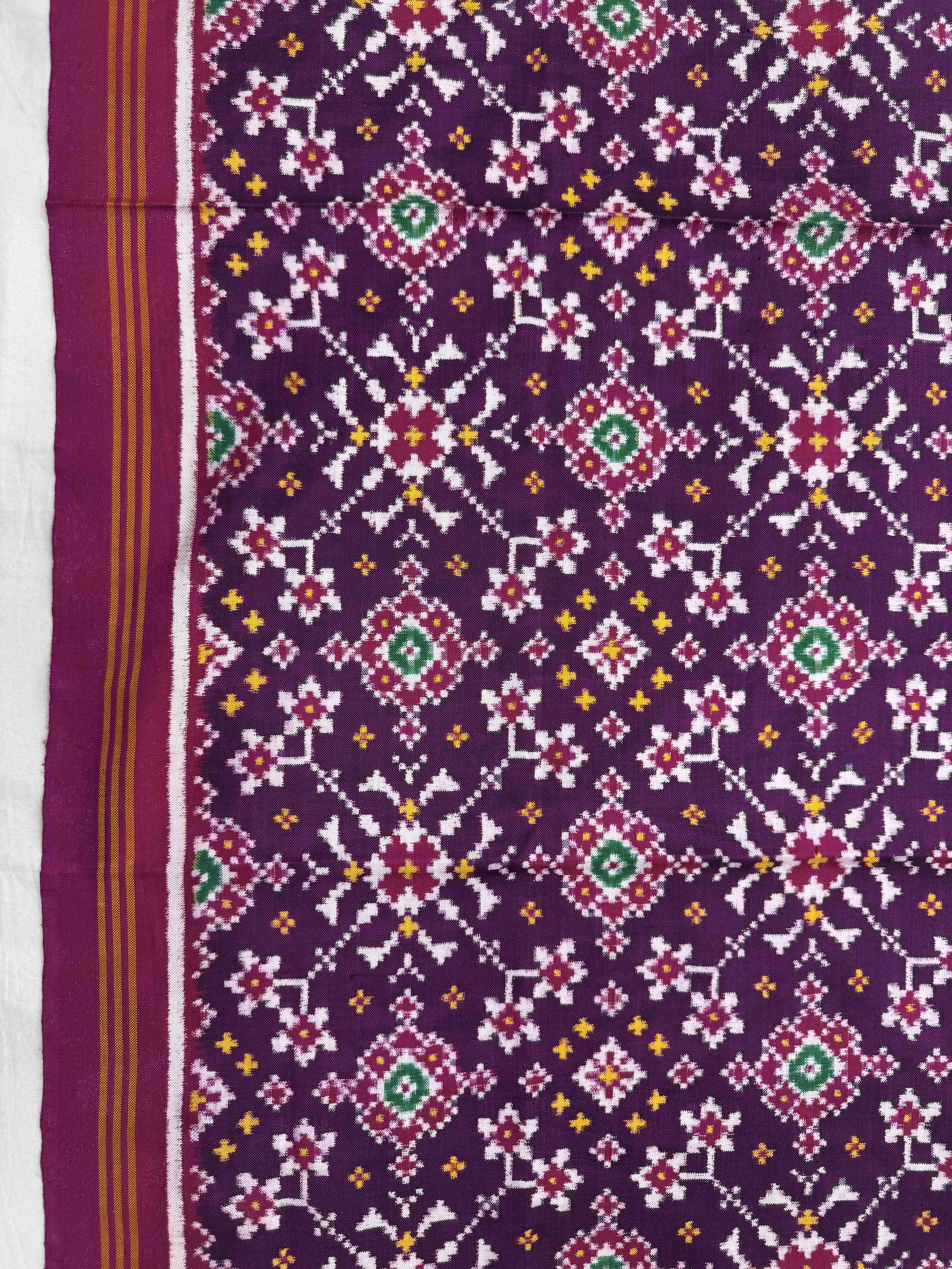 Magenta Pink & Purple Navratan Doulbe Ikat Dupatta