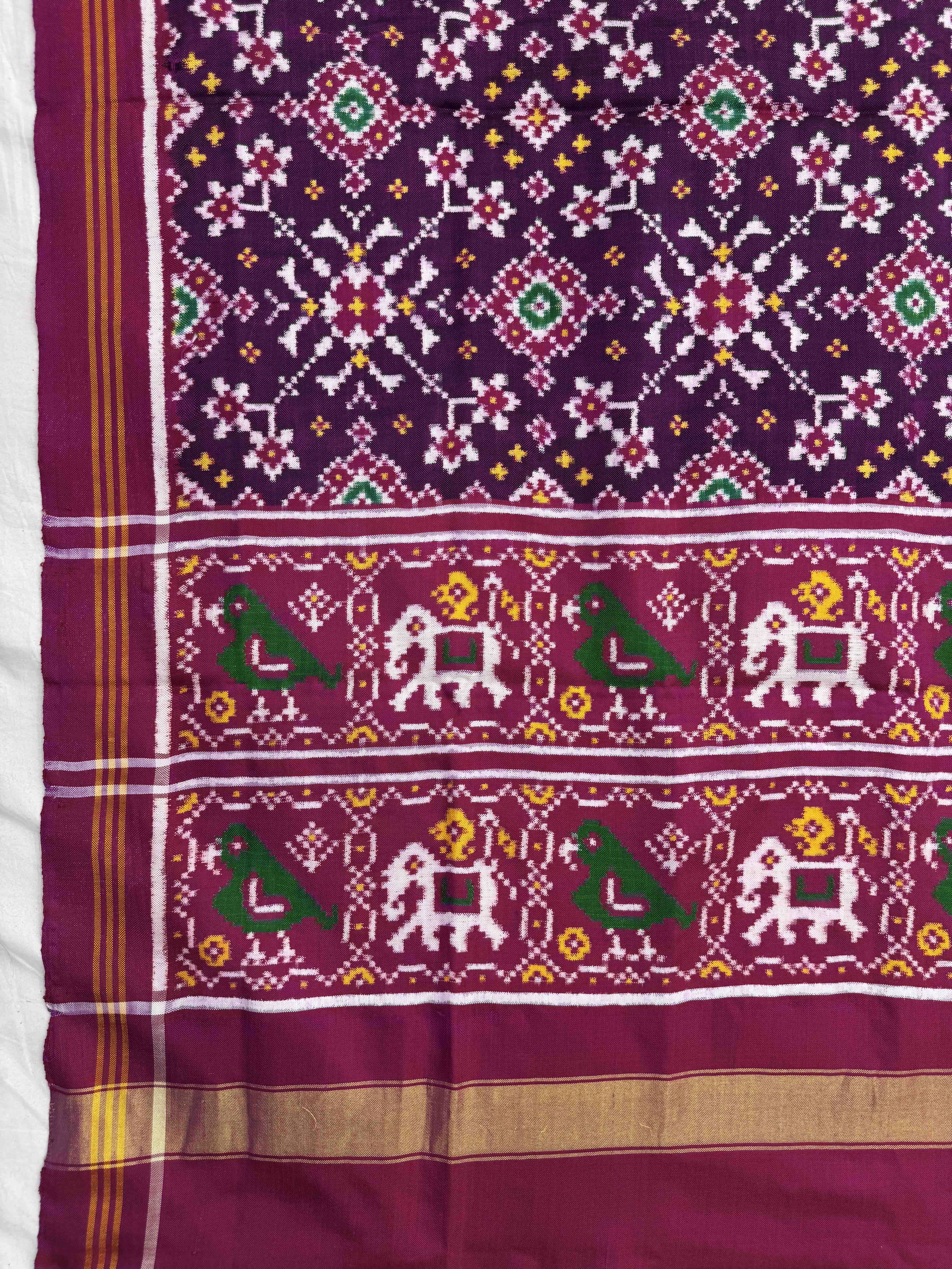 Magenta Pink & Purple Navratan Doulbe Ikat Dupatta