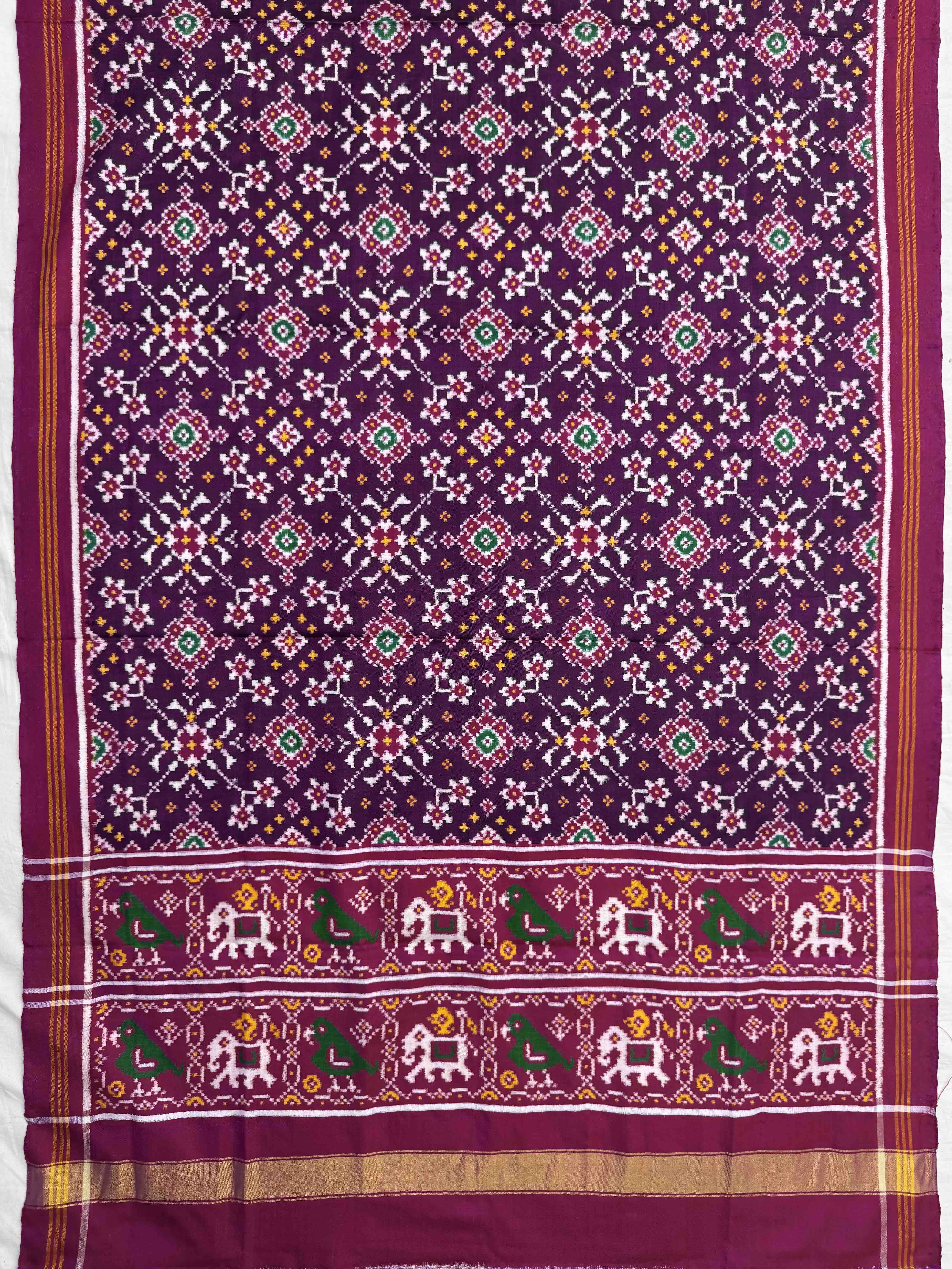 Magenta Pink & Purple Navratan Doulbe Ikat Dupatta