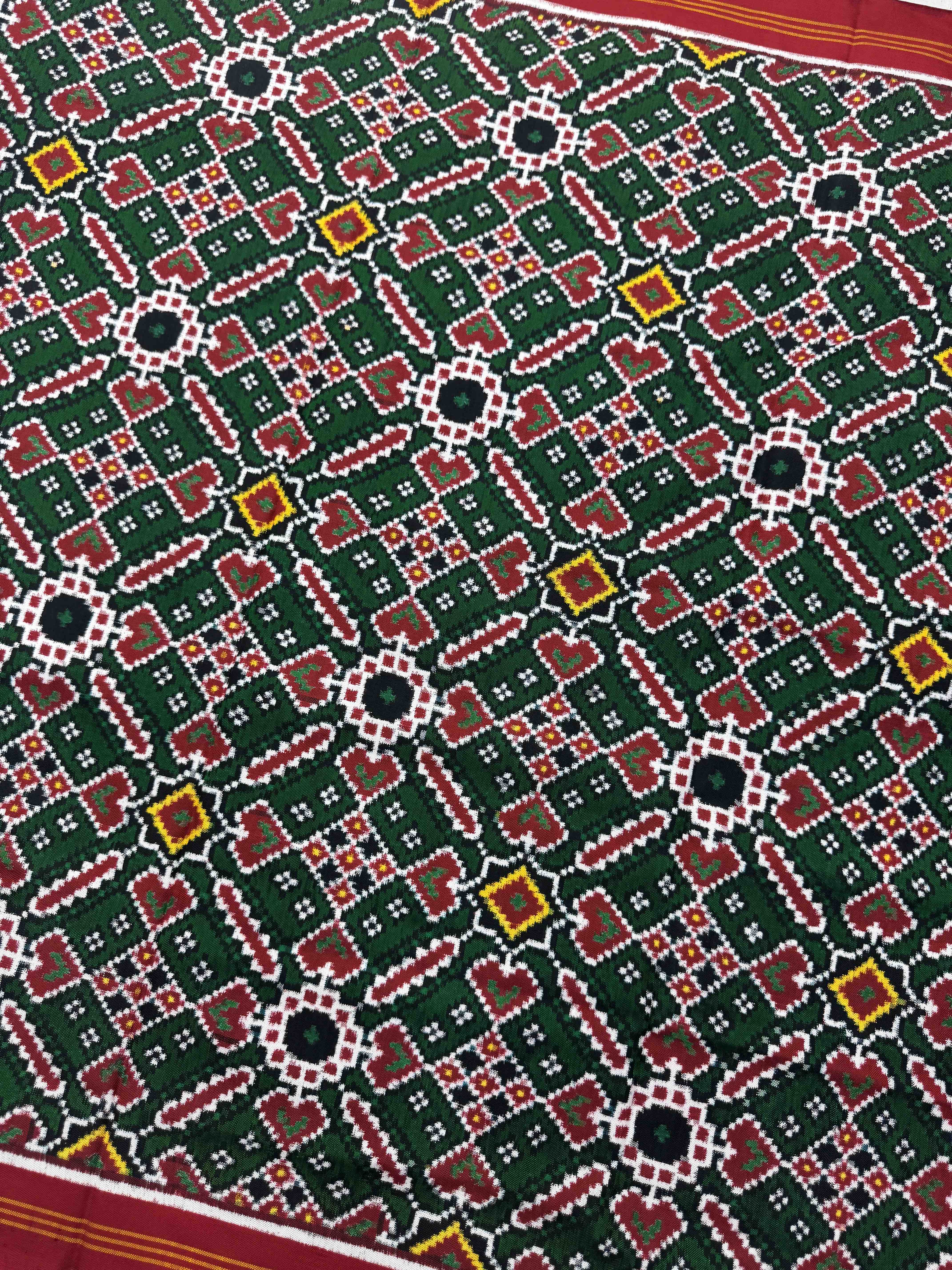 Red & Green Manekchowk Double Ikat Dupatta