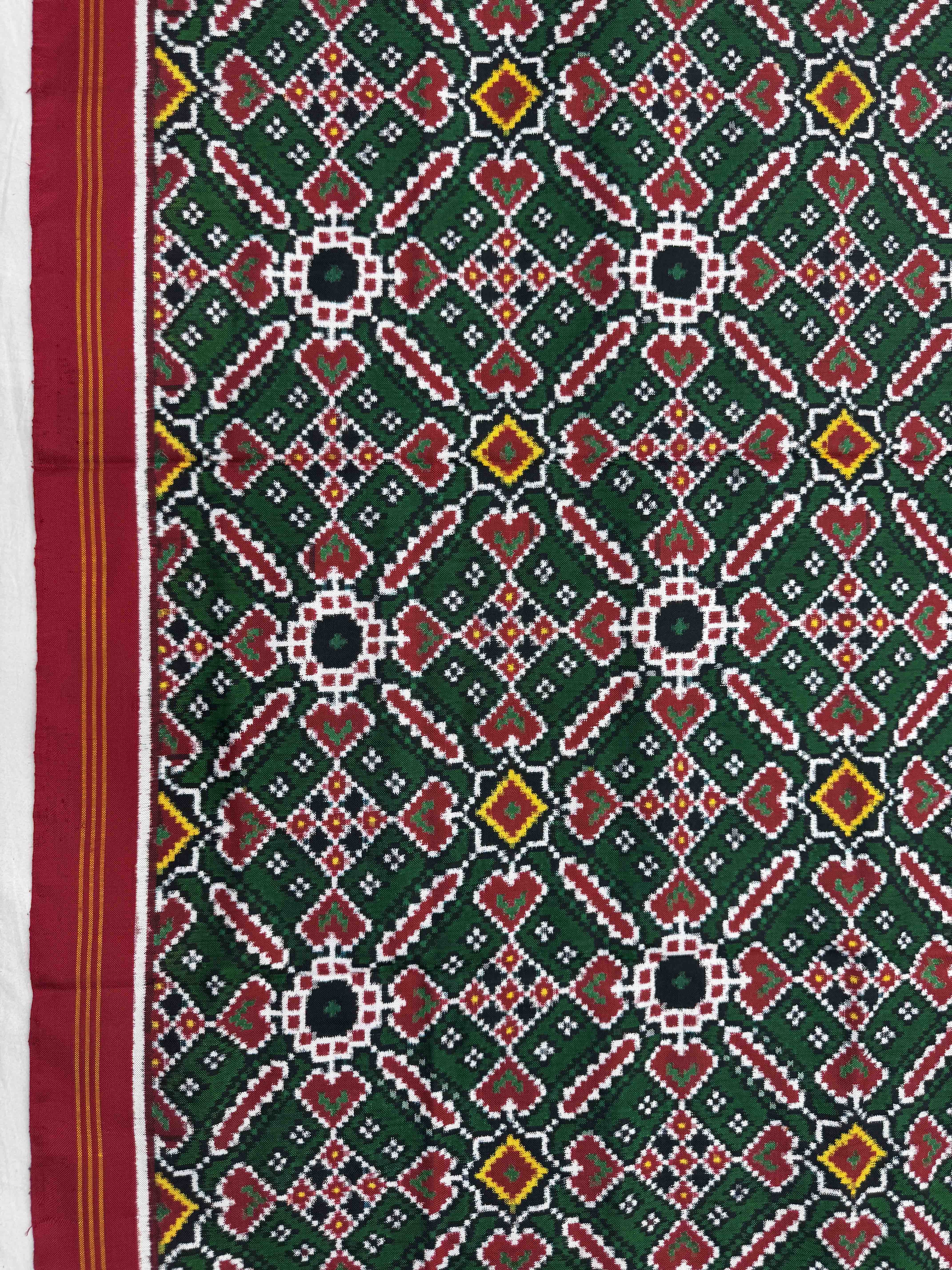 Red & Green Manekchowk Double Ikat Dupatta